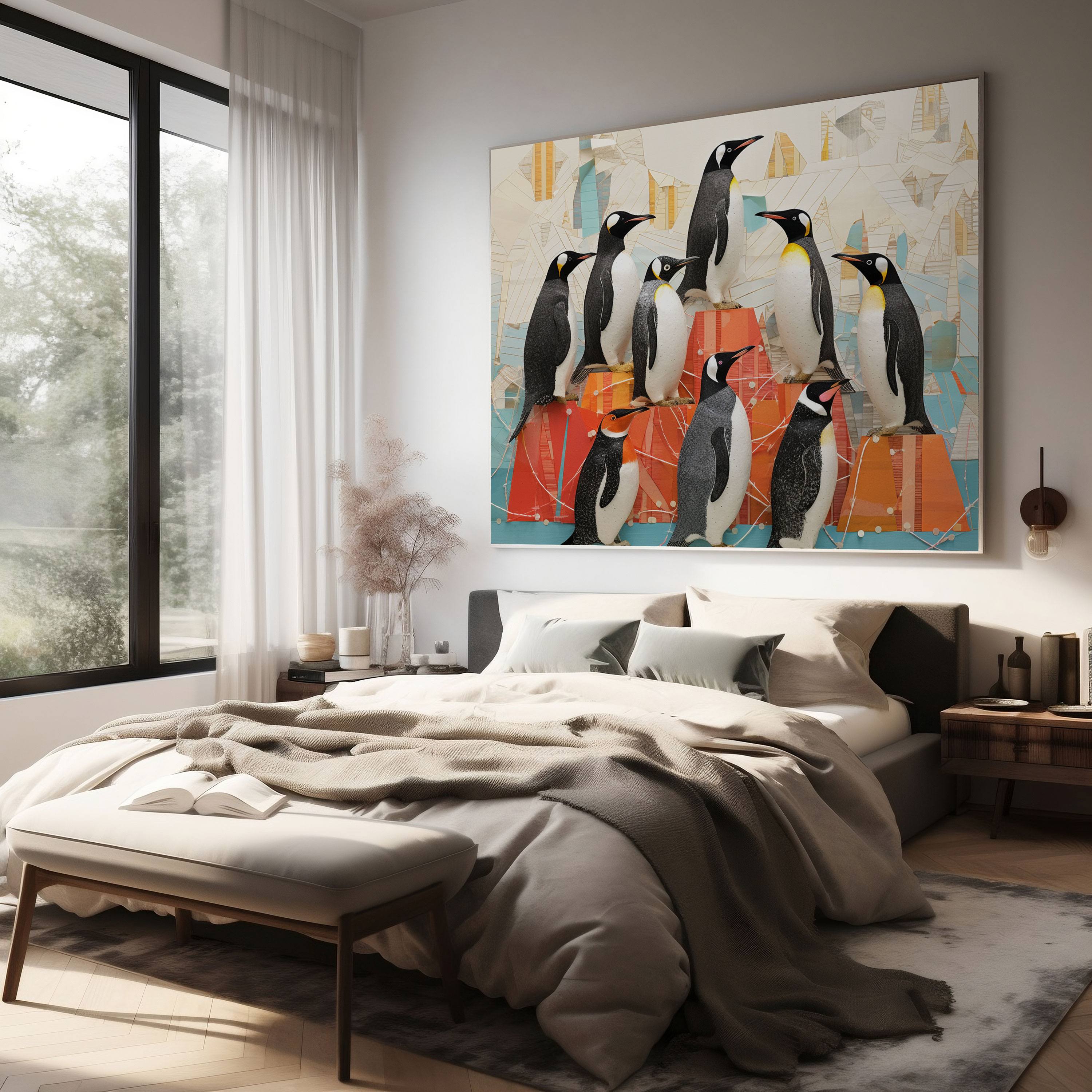 Penguin Canvas Print - Playful Collage Penguins - Penguin, Penguin, Home Decoration, Unique
