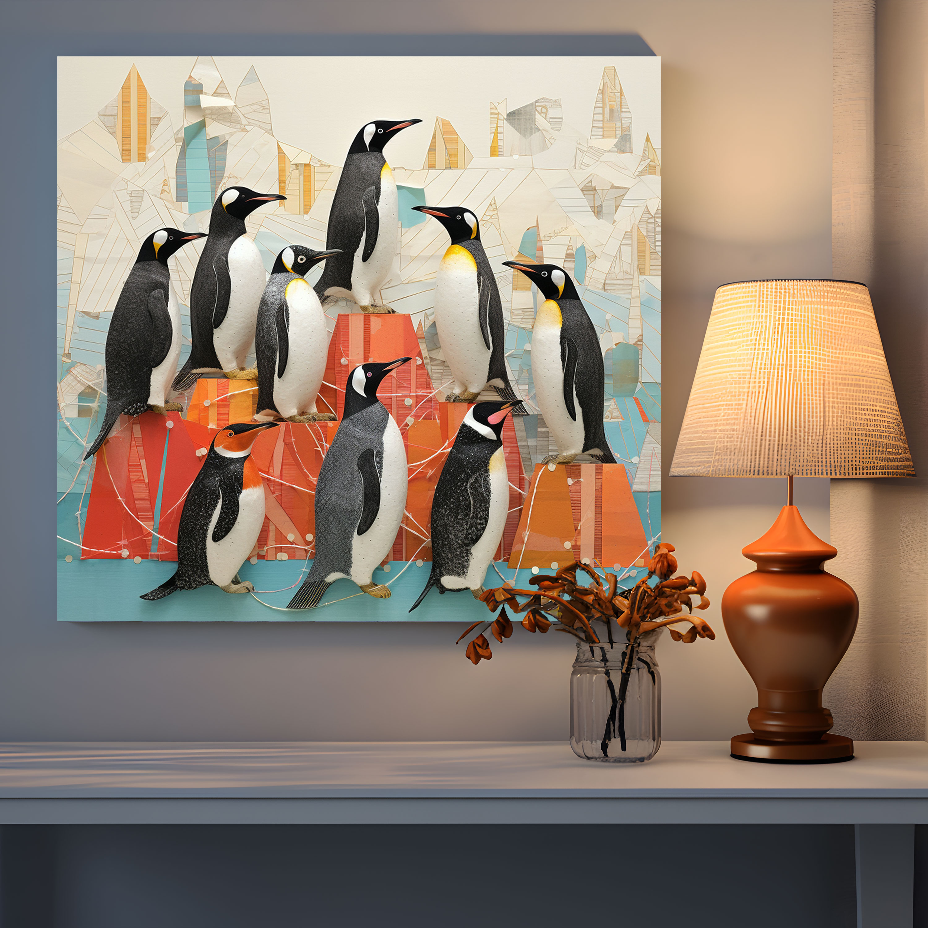 Penguin Canvas Print - Playful Collage Penguins - Penguin, Penguin, Home Decoration, Unique