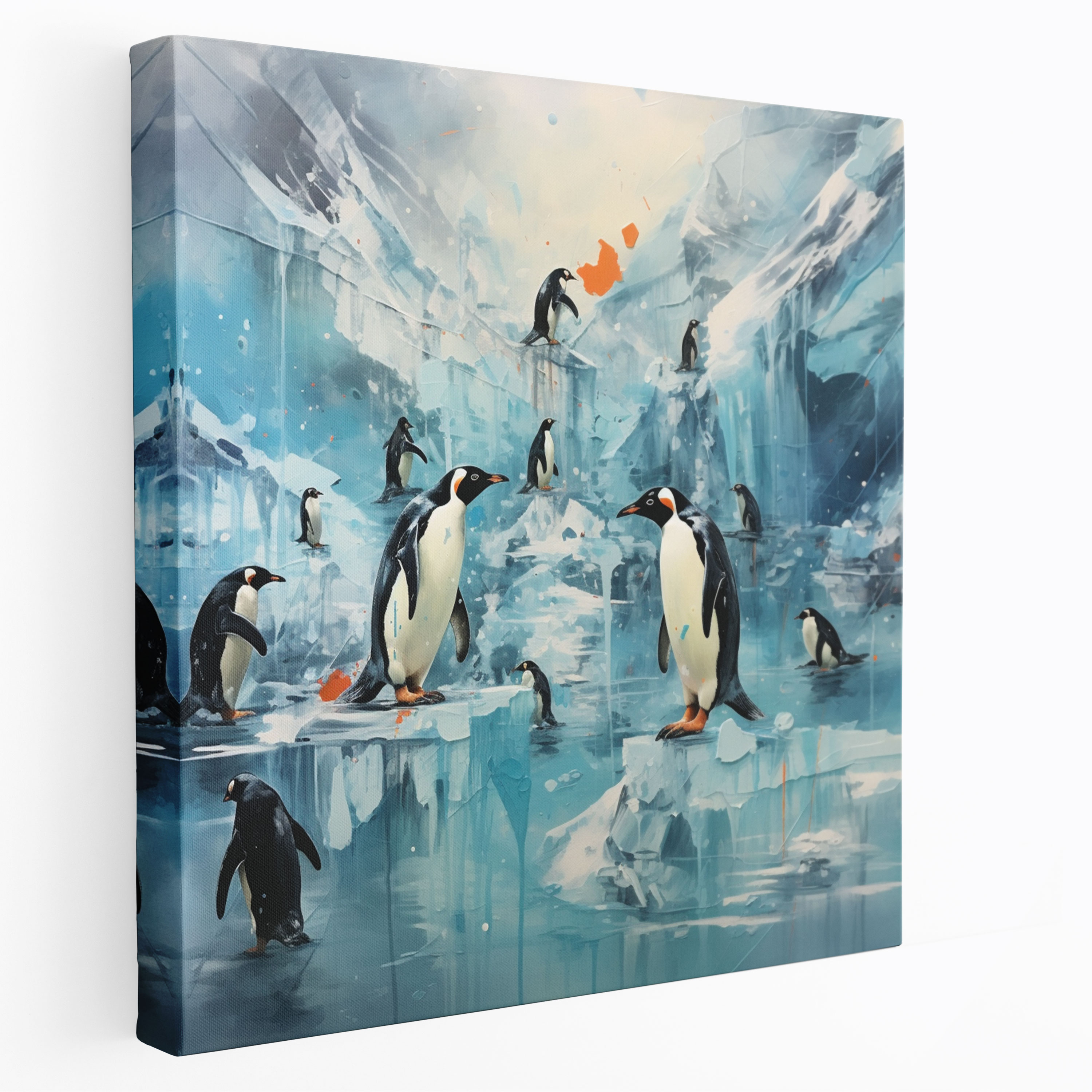 Penguin Canvas Print - Playful Penguins On Ice - Penguin, Penguin, Canvas Print, Home Decoration