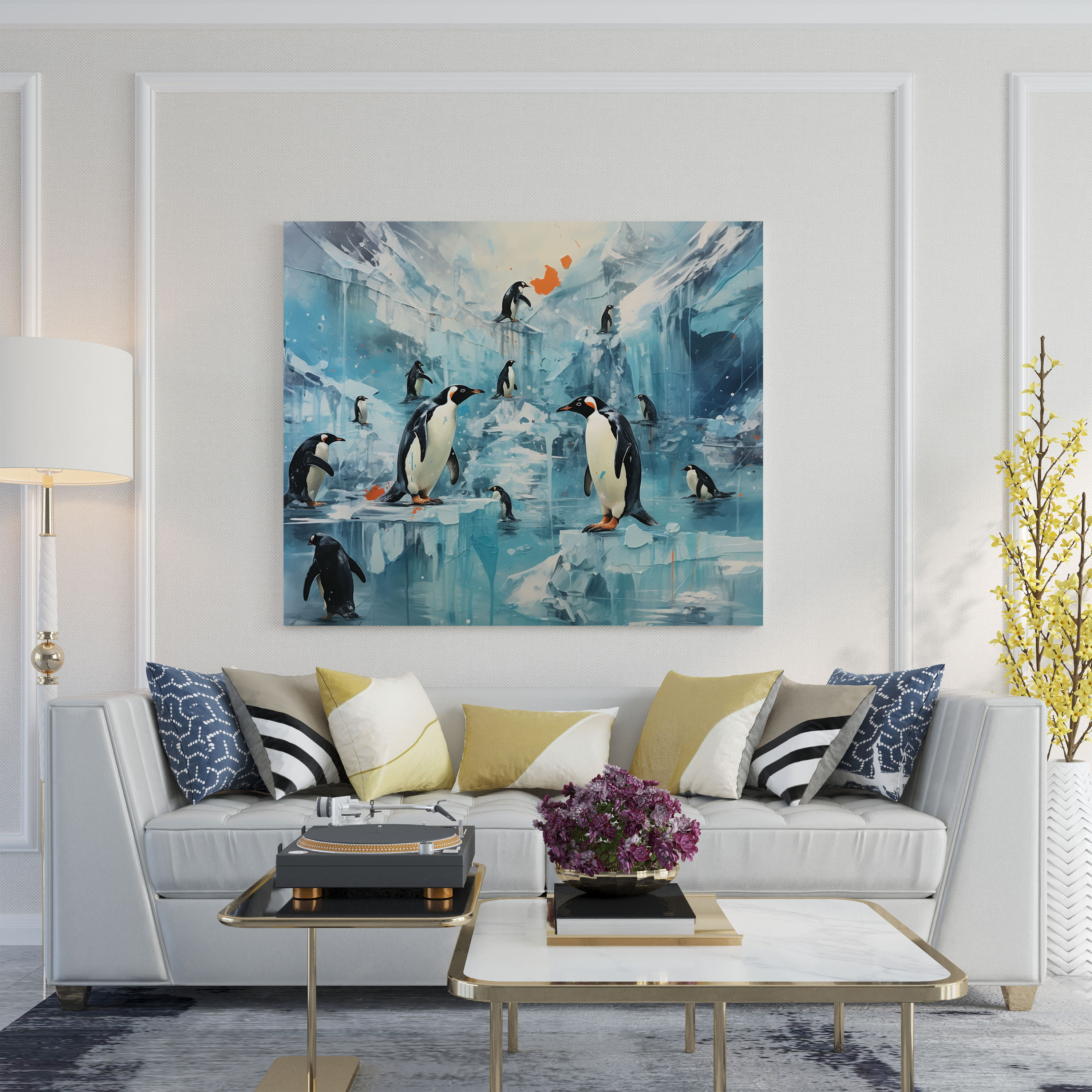 Penguin Canvas Print - Playful Penguins On Ice - Penguin, Penguin, Canvas Print, Home Decoration