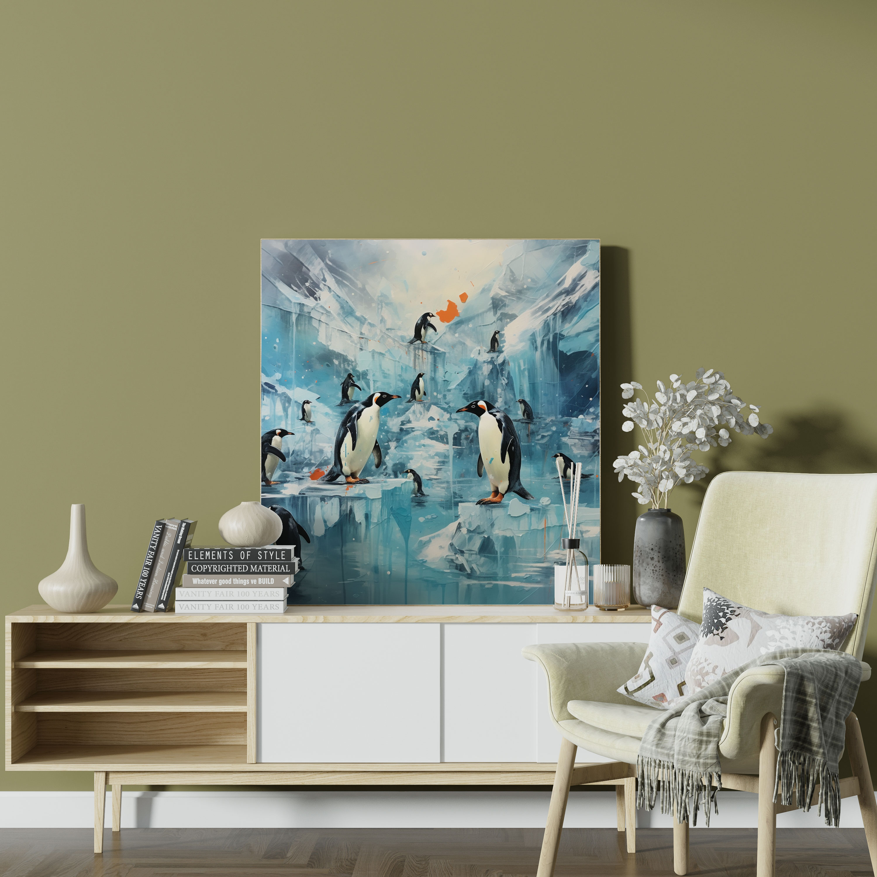 Penguin Canvas Print - Playful Penguins On Ice - Penguin, Penguin, Canvas Print, Home Decoration
