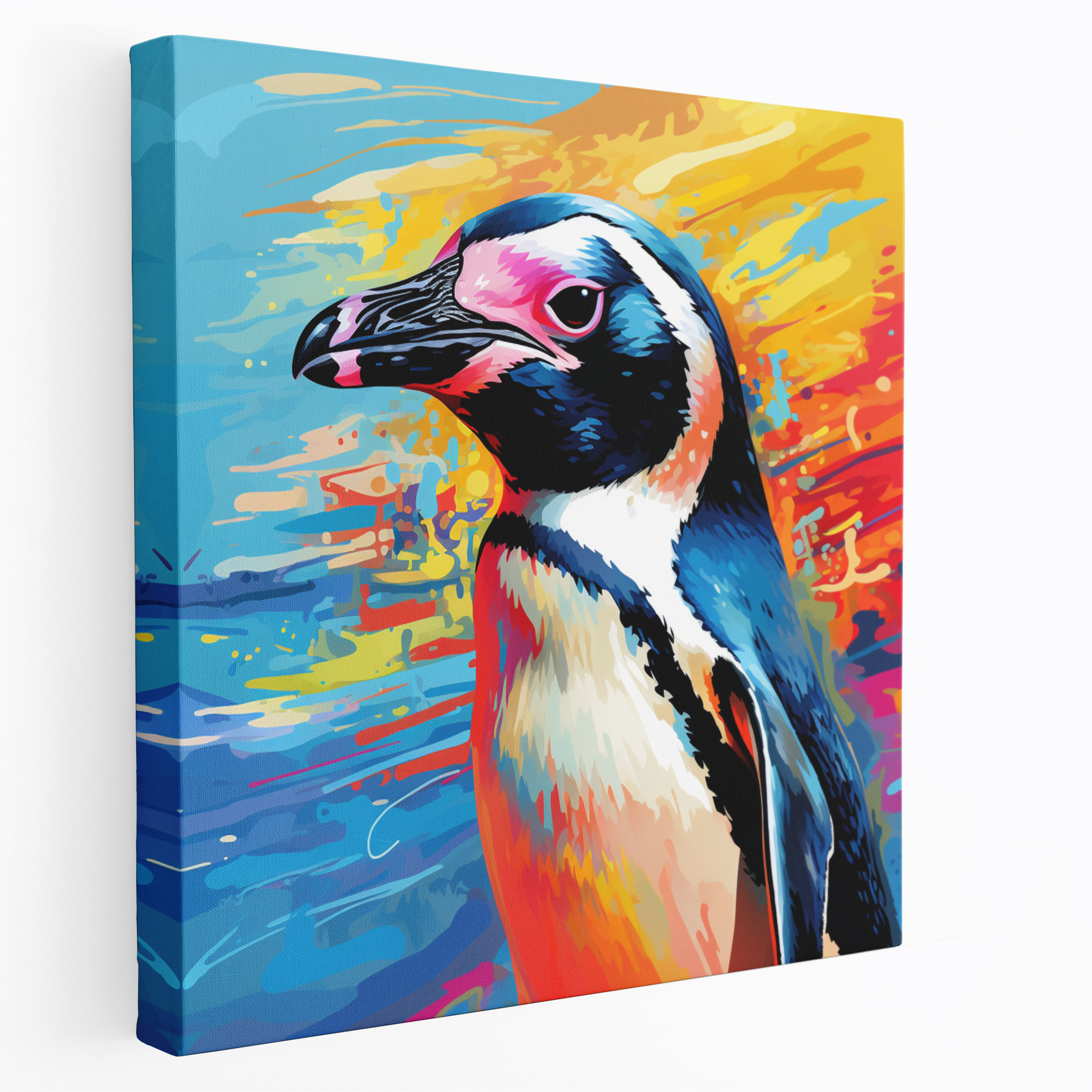 Pop Art Penguin Canvas Print - Bold And Vibrant Wall Art - Penguin, Pop Art Style, Colorful Background, Canvas Wall Art