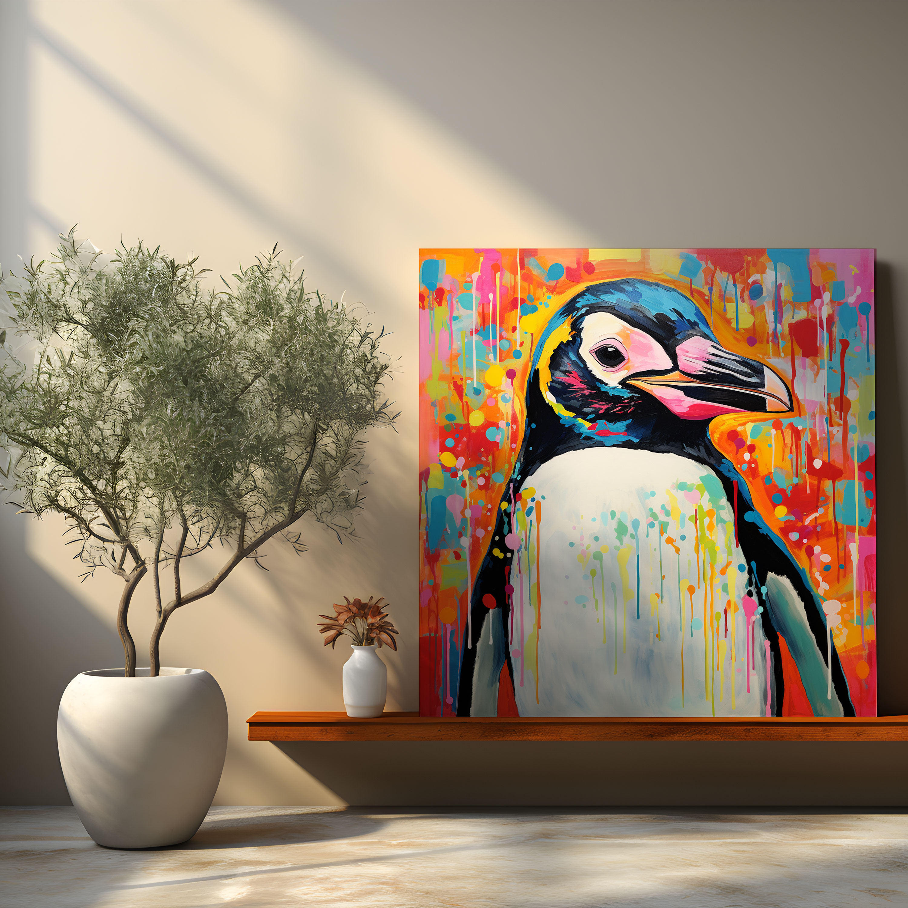 Penguin Canvas Print - Contemporary Pop Penguin - Penguin, Wall Art, Canvas Wall Art, Bold Patterns