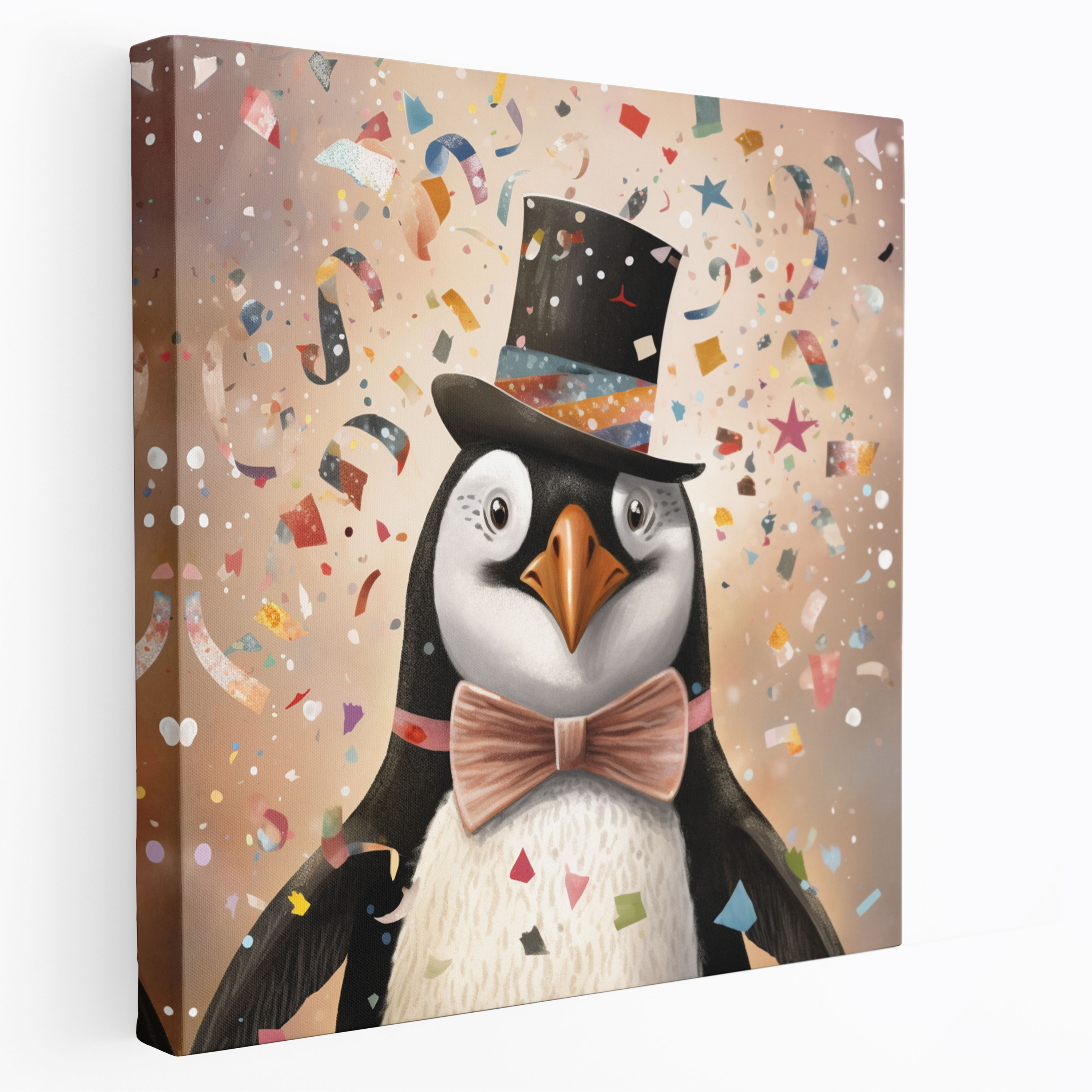Whimsical Penguin Canvas Print Wall Decoration - Penguin, Bowtie, Delightful, Wall Decoration