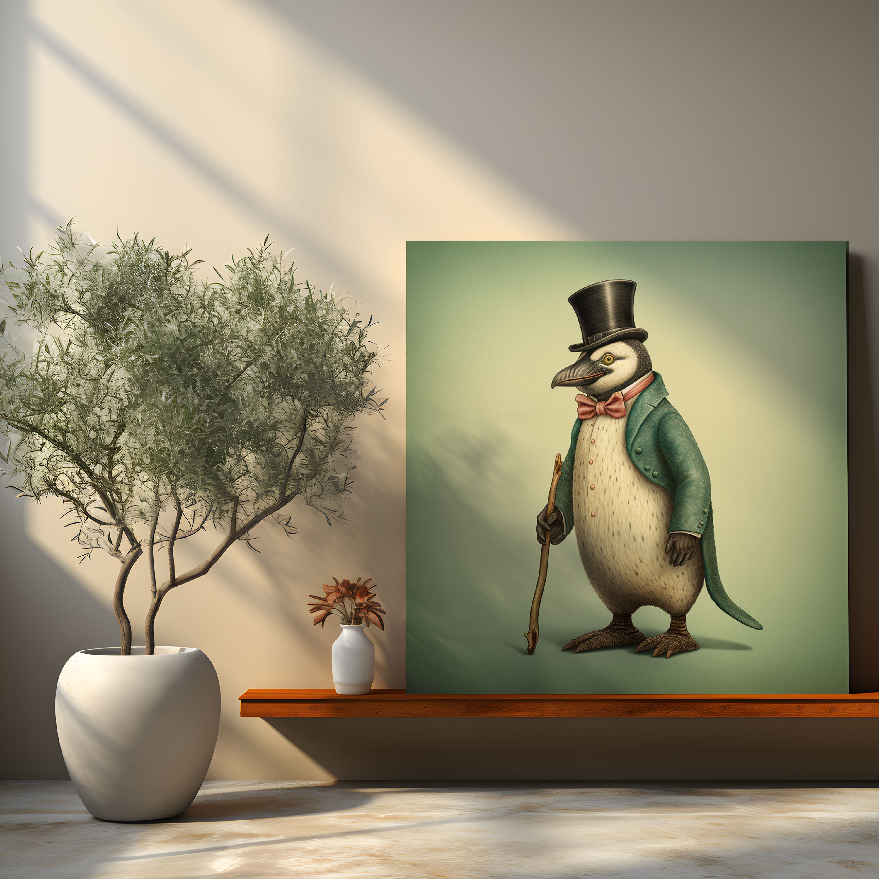 Vintage Penguen Kanvas Tablo Duvar Dekorasyonu - Ev Dekorasyonu