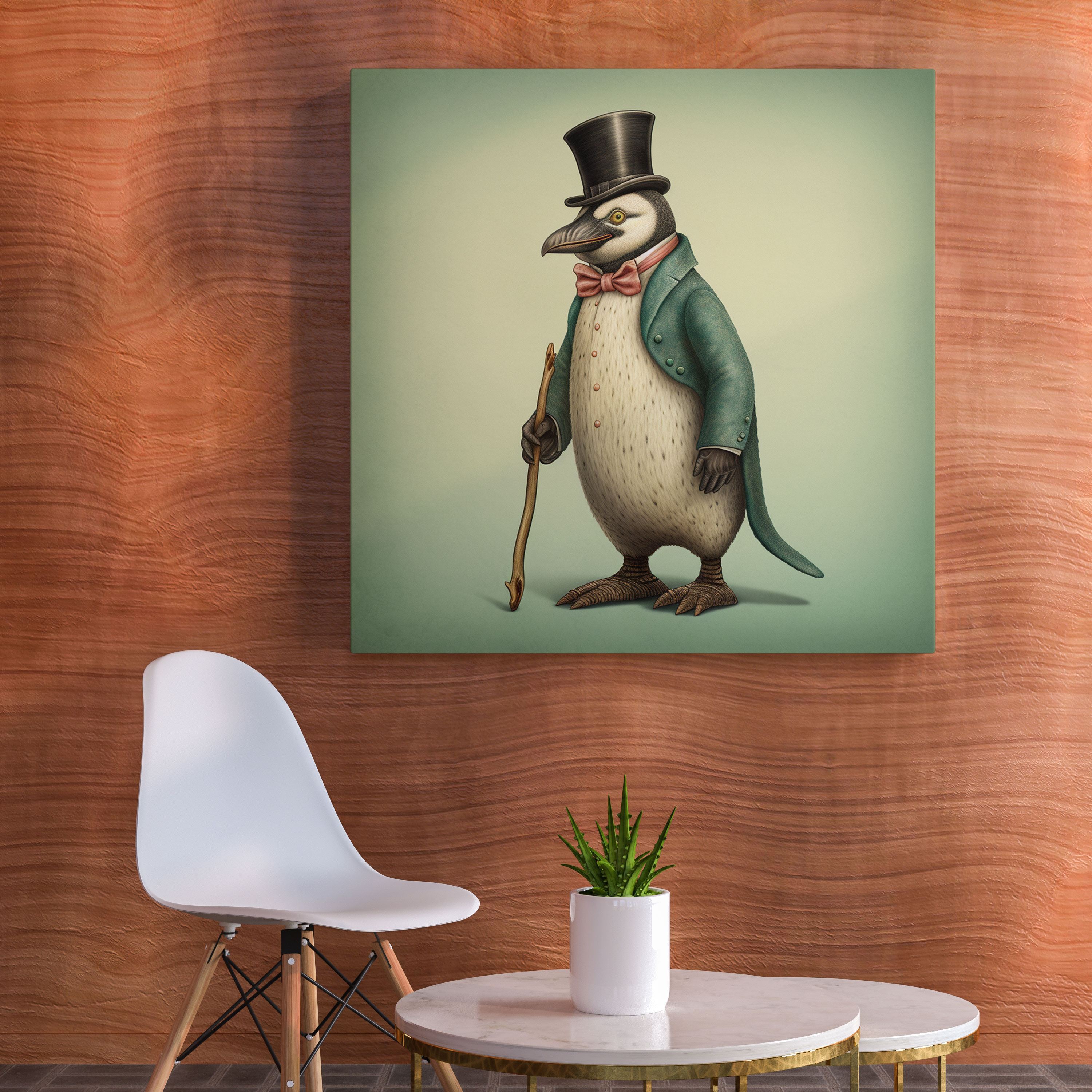 Vintage Penguen Kanvas Tablo Duvar Dekorasyonu - Ev Dekorasyonu