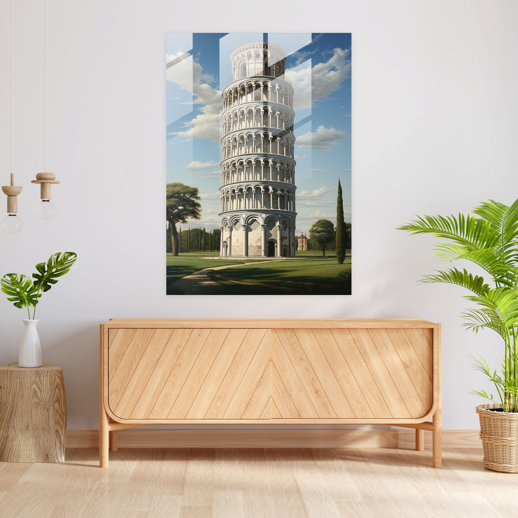 Leaning Tower Of Pisa Glass Art - Leaning Tower Of Pisa, Glass Wall Art, Glass Print, Detailed Portrayal