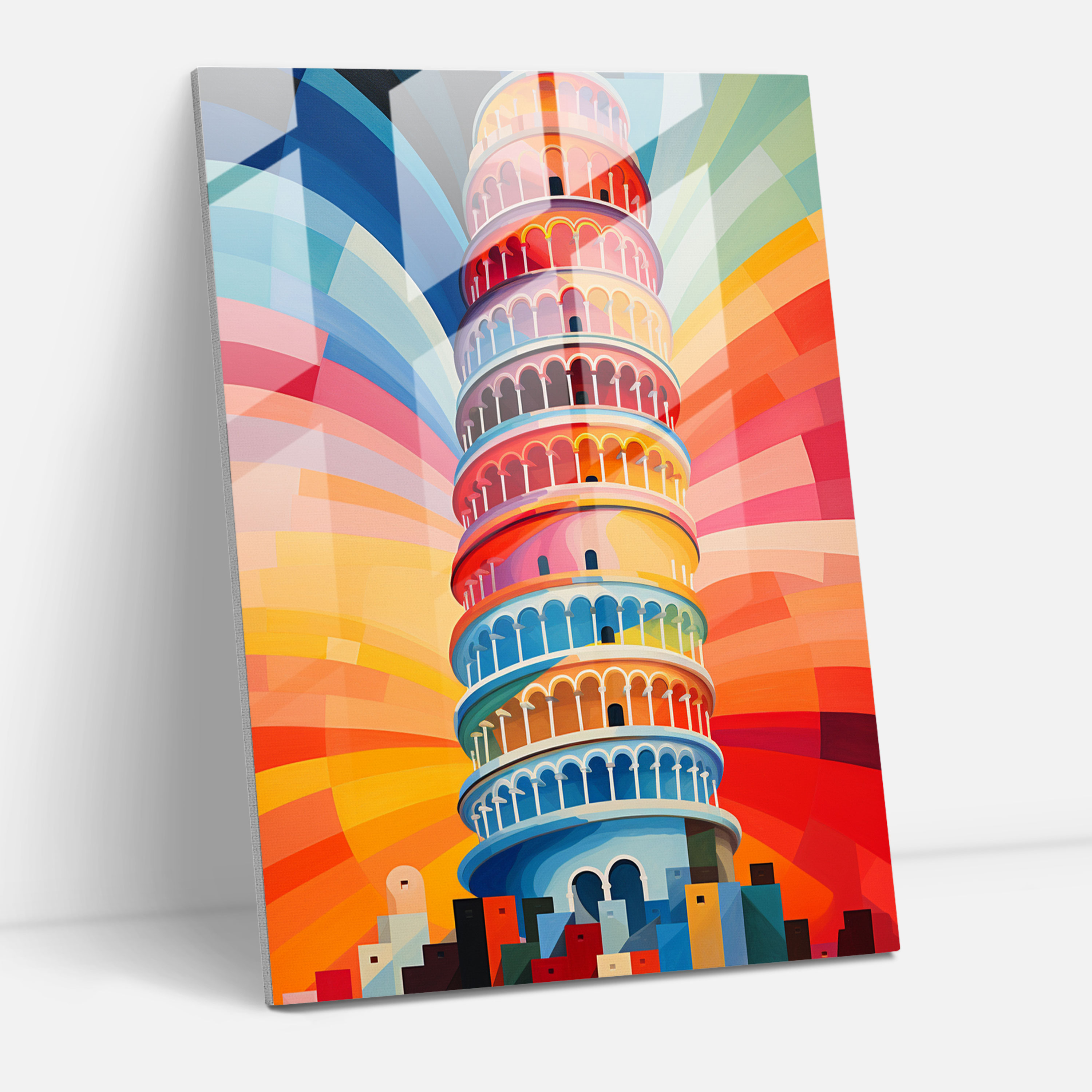 Leaning Tower Of Pisa Modern Art - Leaning Tower Of Pisa, Leaning Tower Of Pisa, Geometric Abstract Artwork, Glass Print