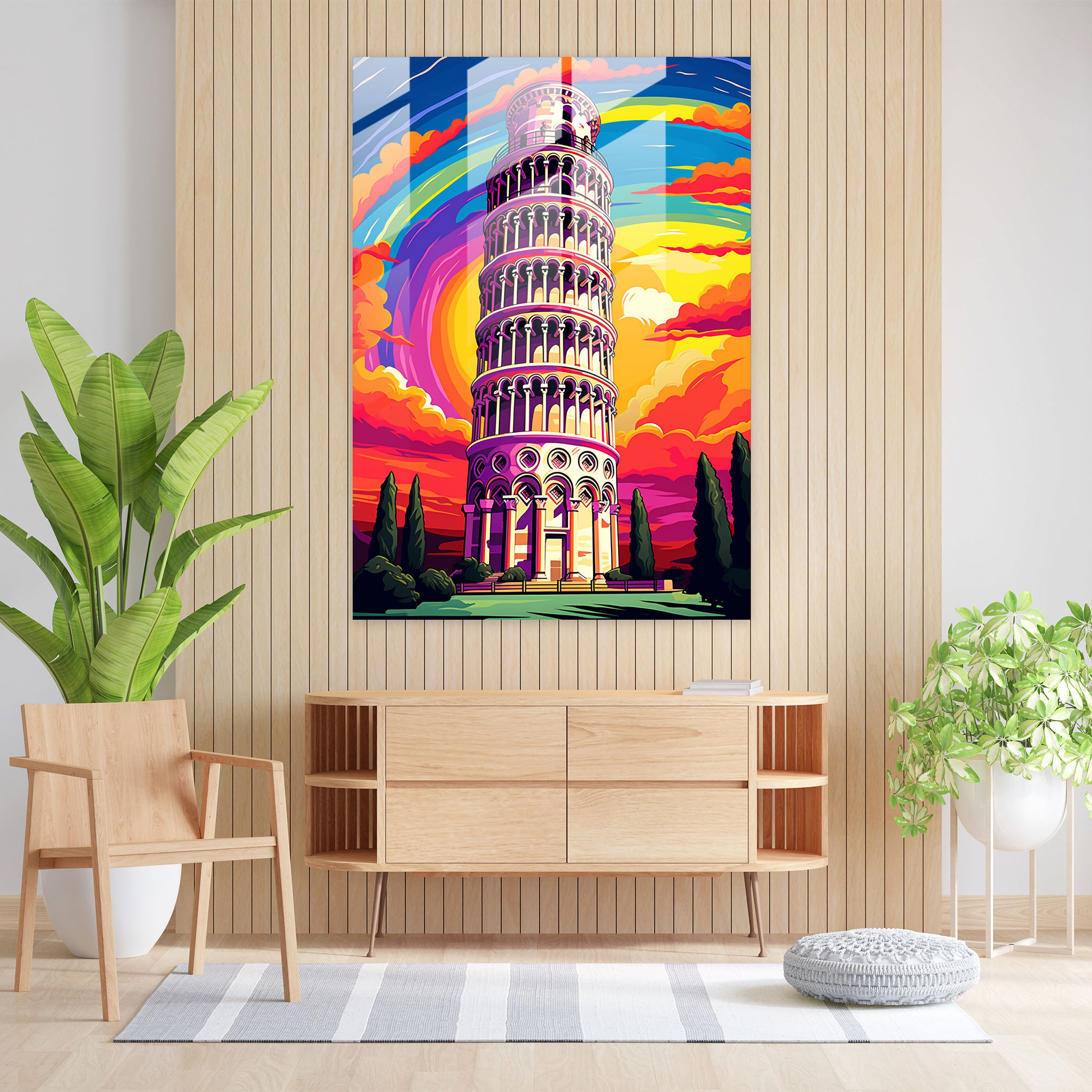 Leaning Tower Of Pisa Home Decoration - Leaning Tower Of Pisa, Pop Art Illustration, Home Decoration, Modern Art