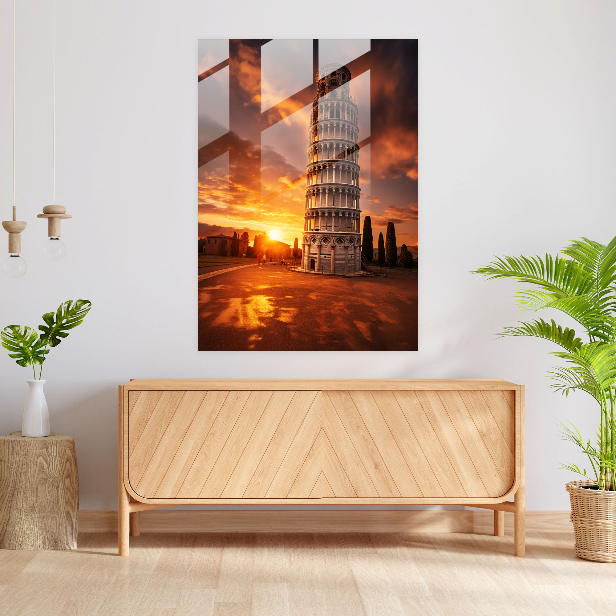 Leaning Tower Of Pisa Glass Art - Leaning Tower Of Pisa, Home Decoration, Glass Print, Realistic Photography