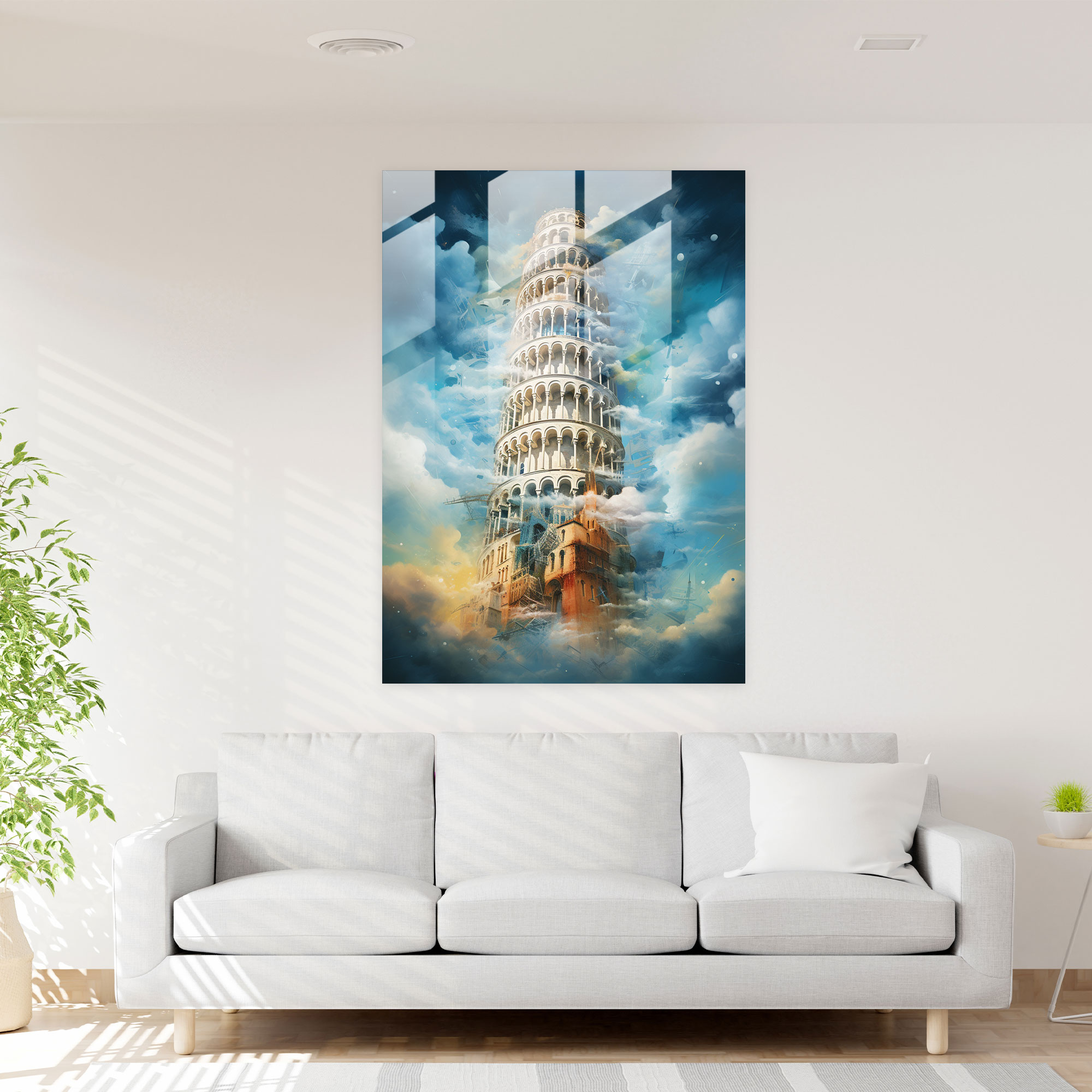 Leaning Tower Of Pisa Contemporary Glass Print - Leaning Tower Of Pisa, Wall Decoration, Home Decoration, Leaning Tower Of Pisa