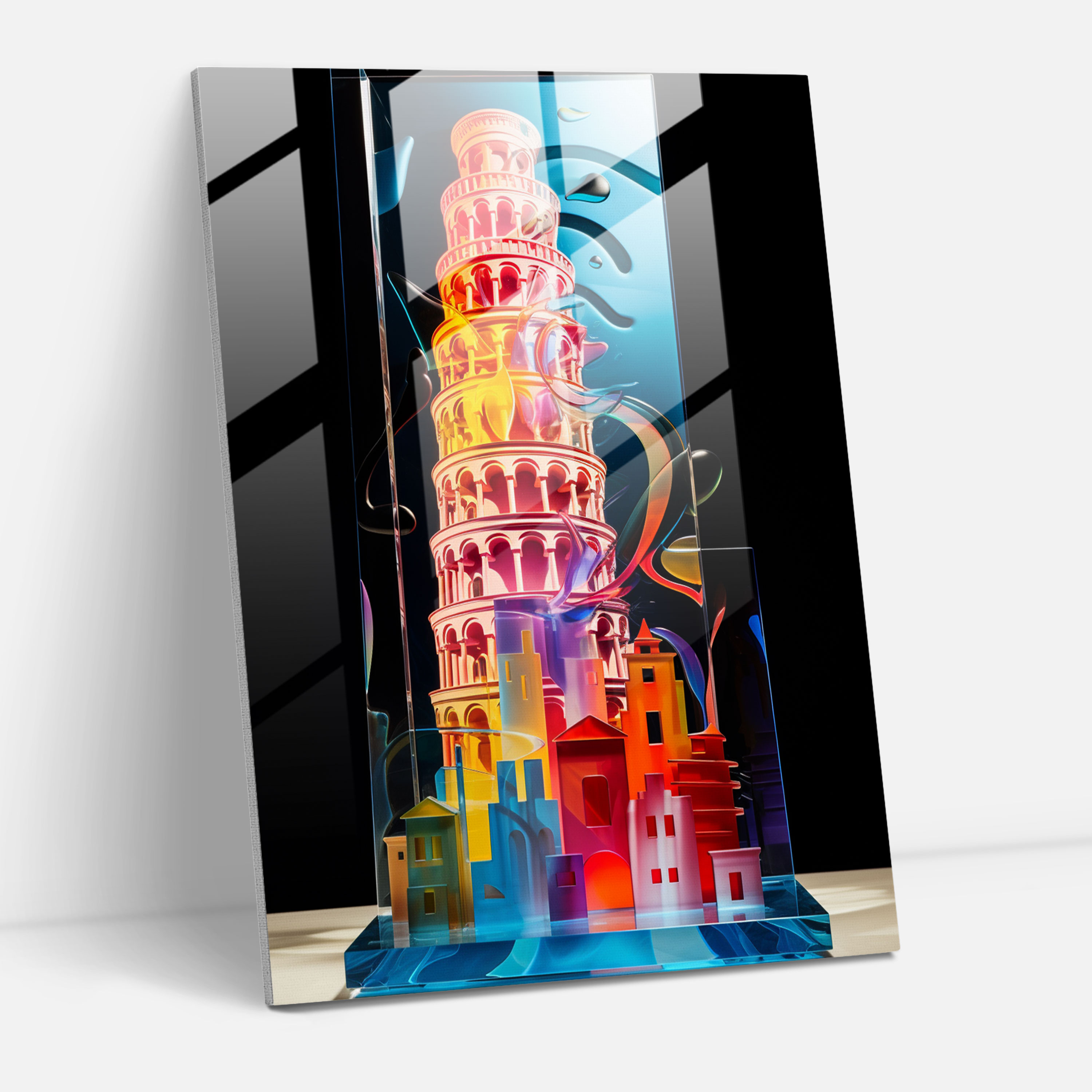 Leaning Tower Of Pisa Abstract Glass Art - Leaning Tower Of Pisa, Abstract Glass Art, Glass Wall Art, Leaning Tower Of Pisa