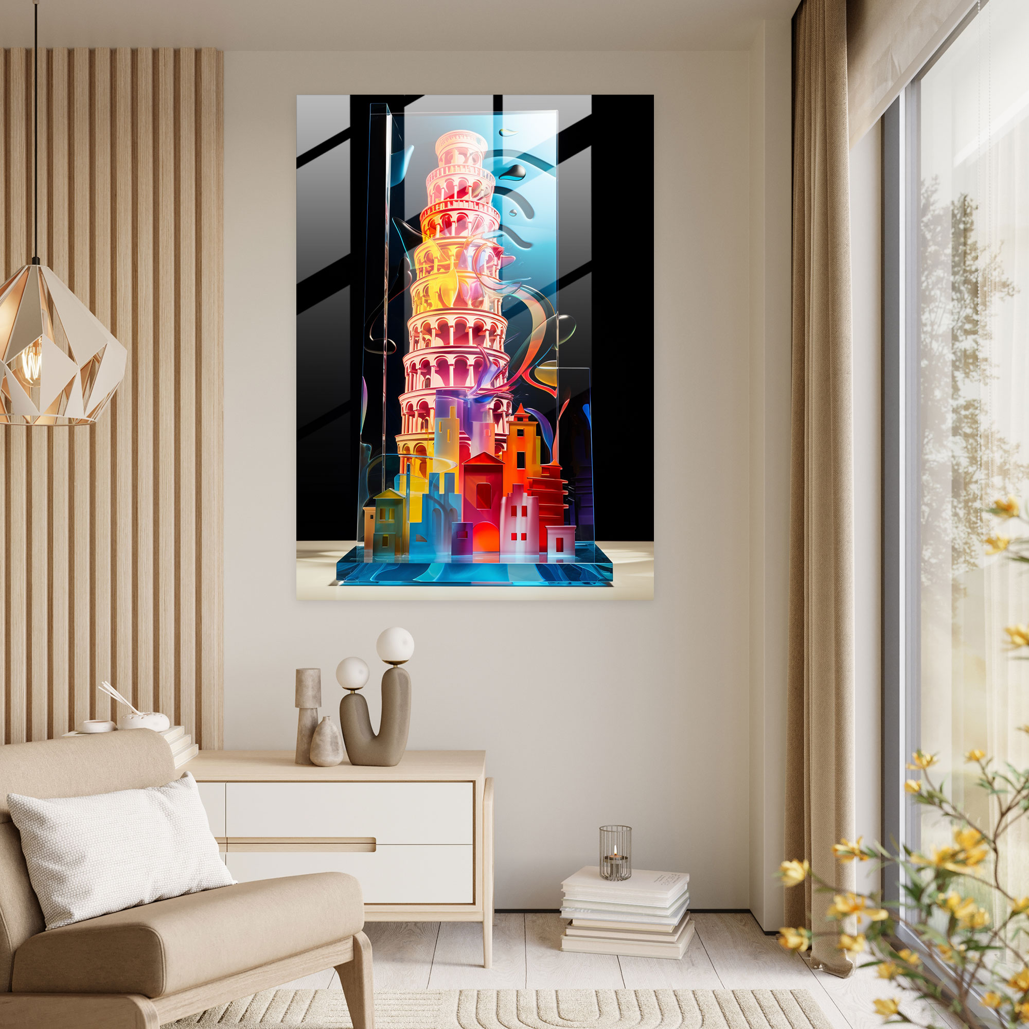 Leaning Tower Of Pisa Abstract Glass Art - Leaning Tower Of Pisa, Abstract Glass Art, Glass Wall Art, Leaning Tower Of Pisa