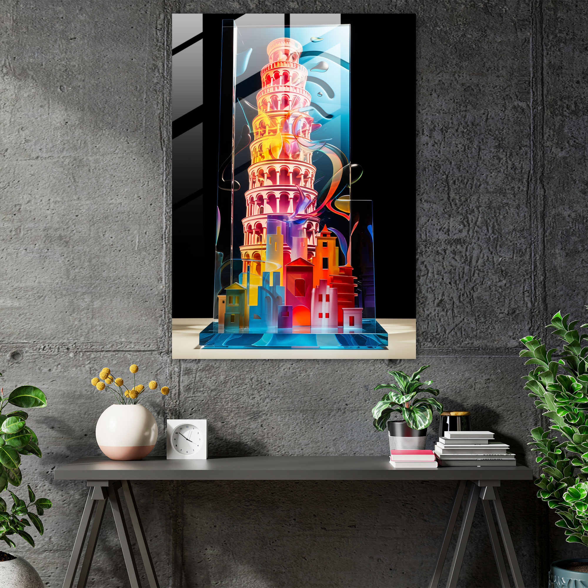 Leaning Tower Of Pisa Abstract Glass Art - Leaning Tower Of Pisa, Abstract Glass Art, Glass Wall Art, Leaning Tower Of Pisa