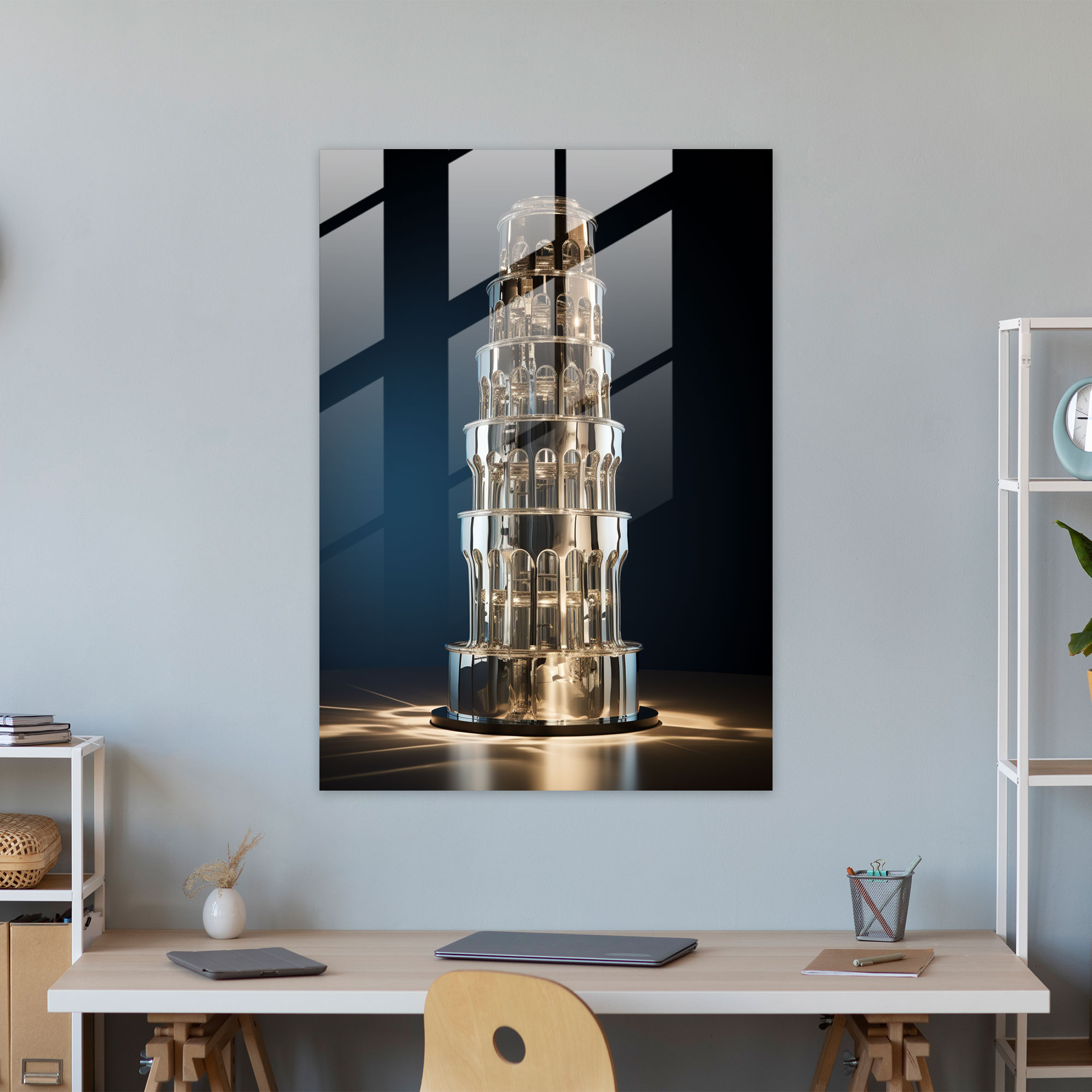 Leaning Tower Of Pisa Futuristic Glass Art - Leaning Tower Of Pisa, Futuristic Glass Art, Glass Wall Art, Leaning Tower Of Pisa