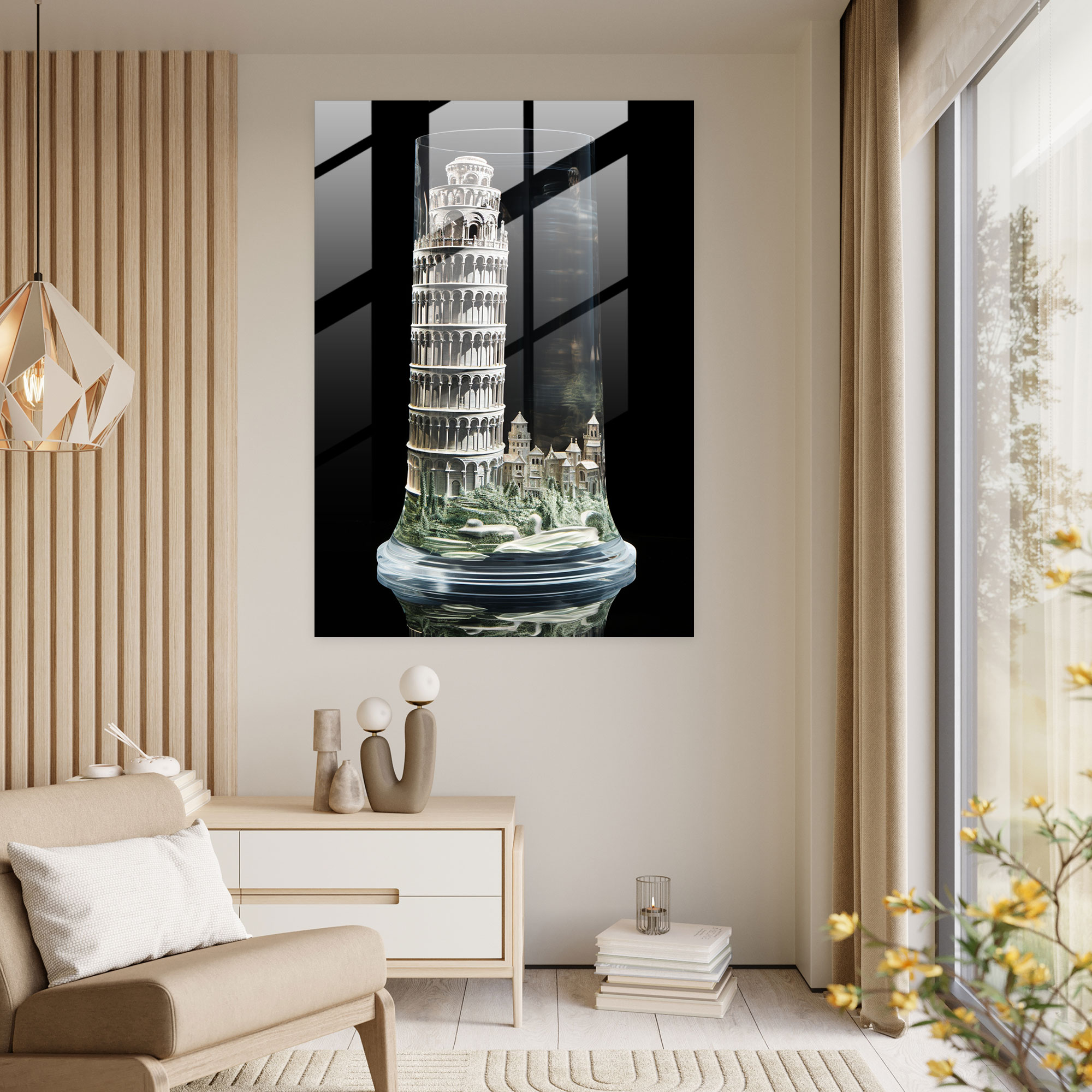 Leaning Tower Of Pisa 3D Glass Print - Leaning Tower Of Pisa, Glass Art, Home Decoration, Wall Decoration