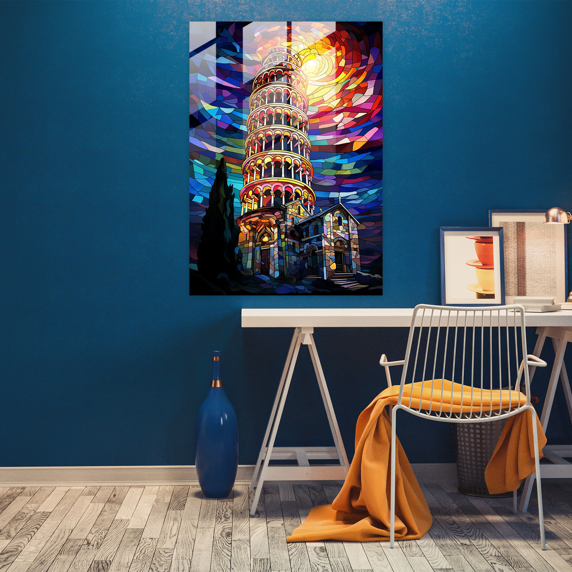 Leaning Tower Of Pisa Stained Glass Print - Leaning Tower Of Pisa, Leaning Tower Of Pisa, Wall Decoration, Glass Art