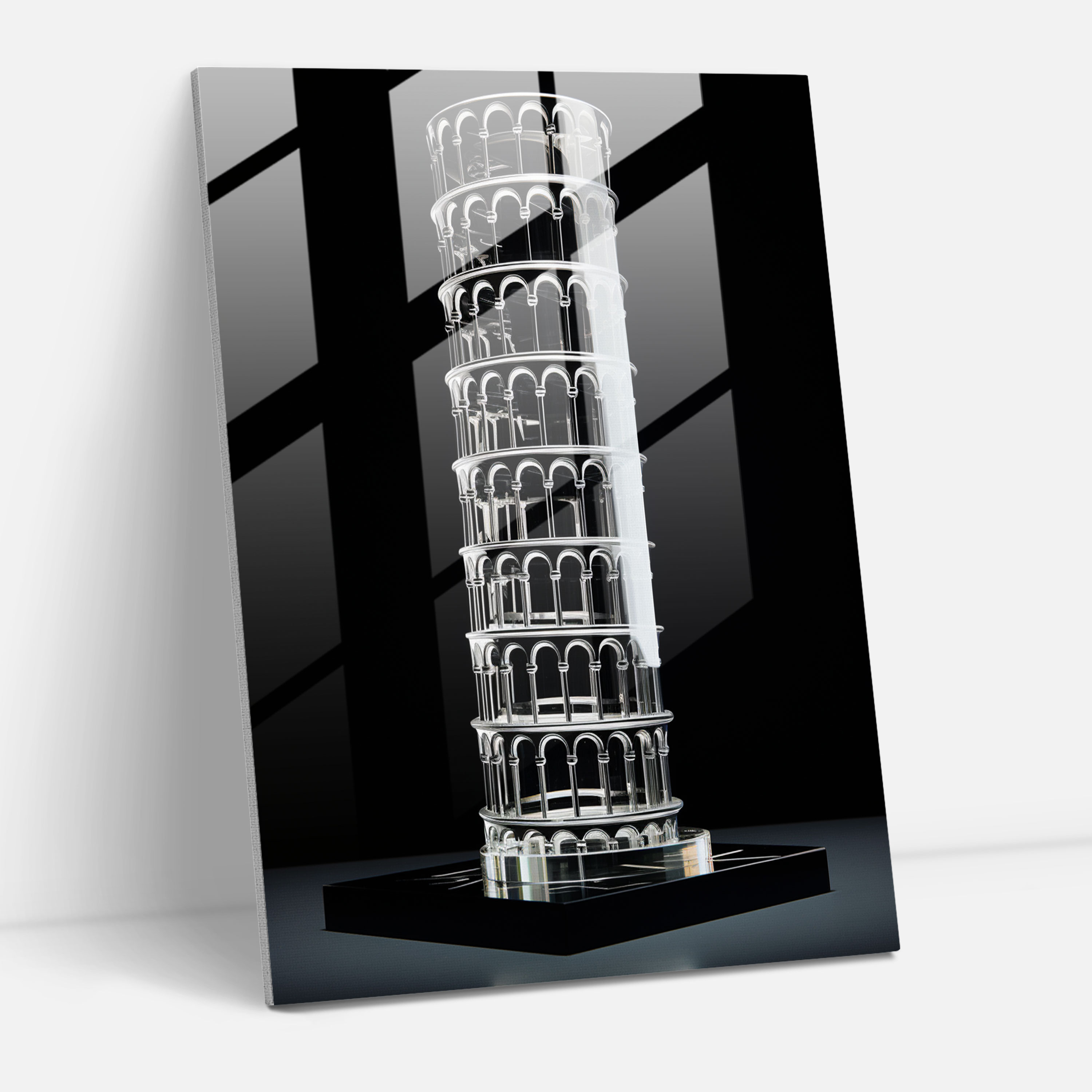 Leaning Tower Of Pisa Futuristic Glass Wall Art - Leaning Tower Of Pisa, Home Decoration, Leaning Tower Of Pisa, Wall Decoration