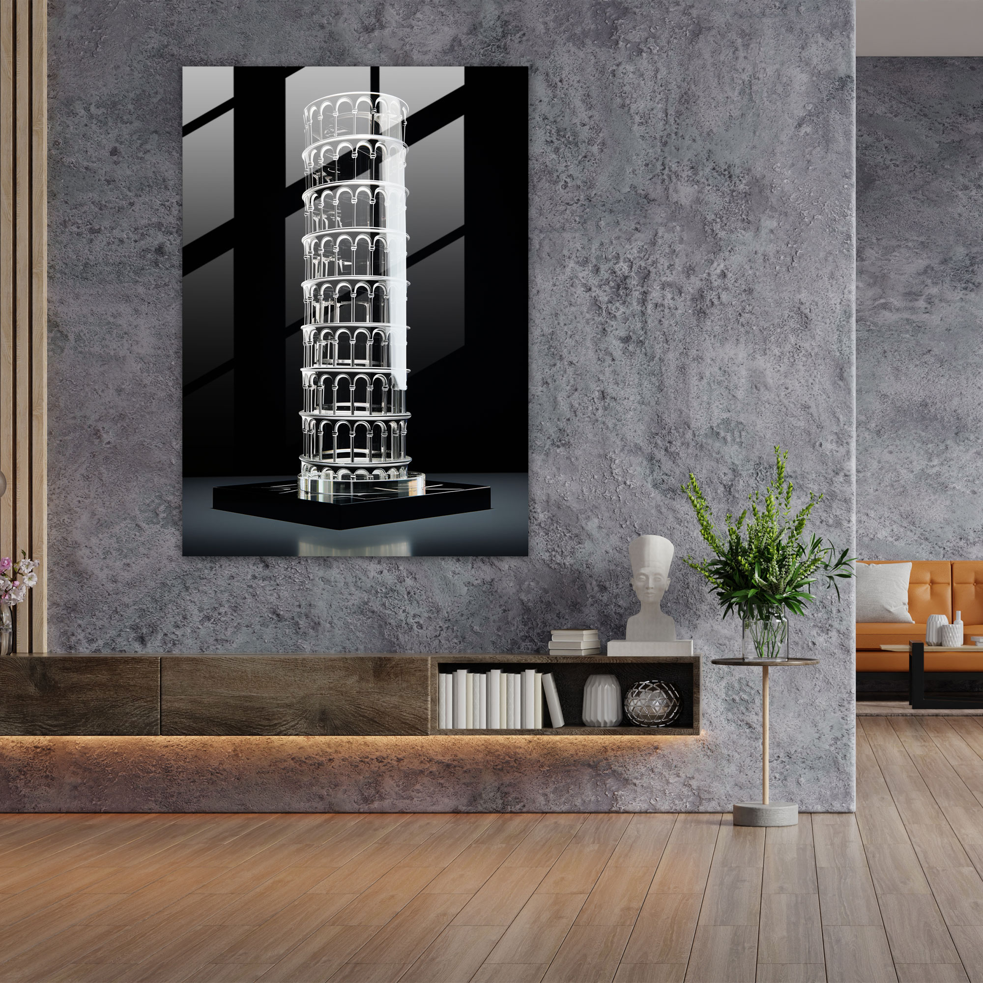 Leaning Tower Of Pisa Futuristic Glass Wall Art - Leaning Tower Of Pisa, Home Decoration, Leaning Tower Of Pisa, Wall Decoration