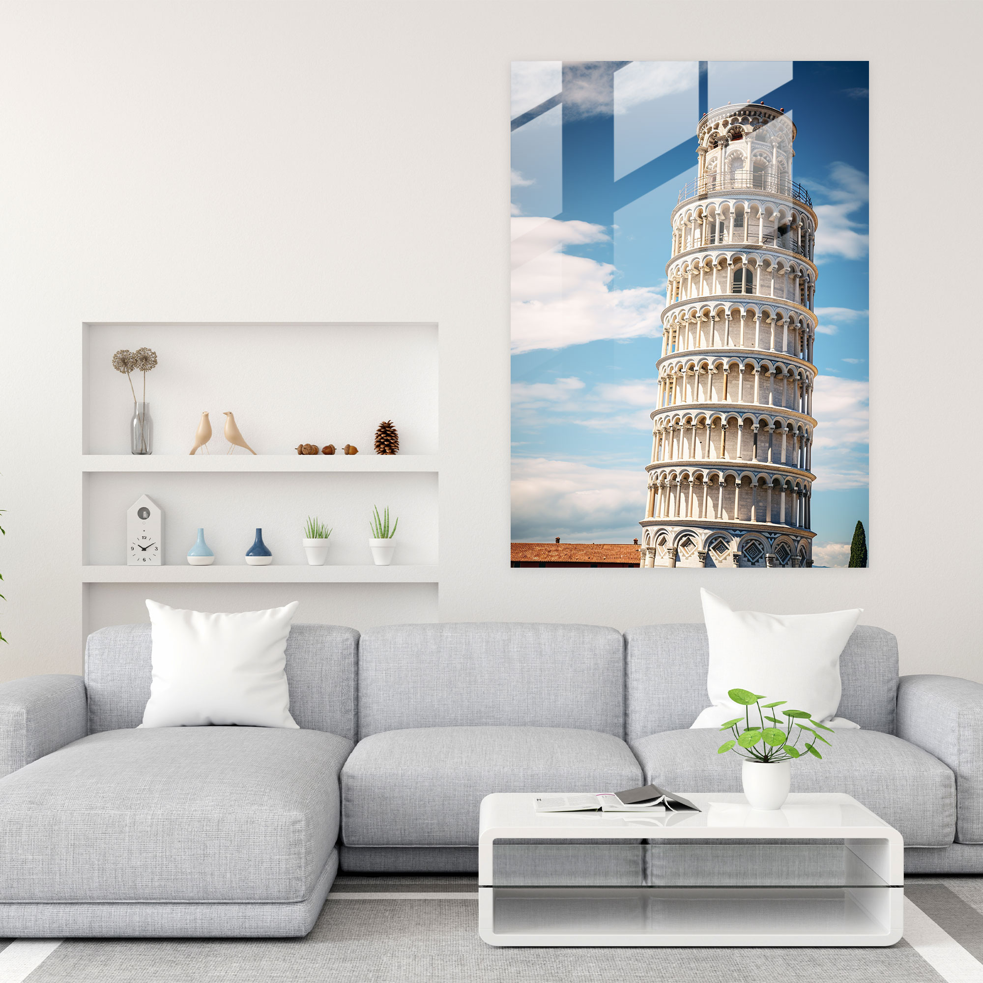 Leaning Tower Of Pisa Realistic Glass Print - Leaning Tower Of Pisa, Modern Art, Glass Art, Detailed Close-Up