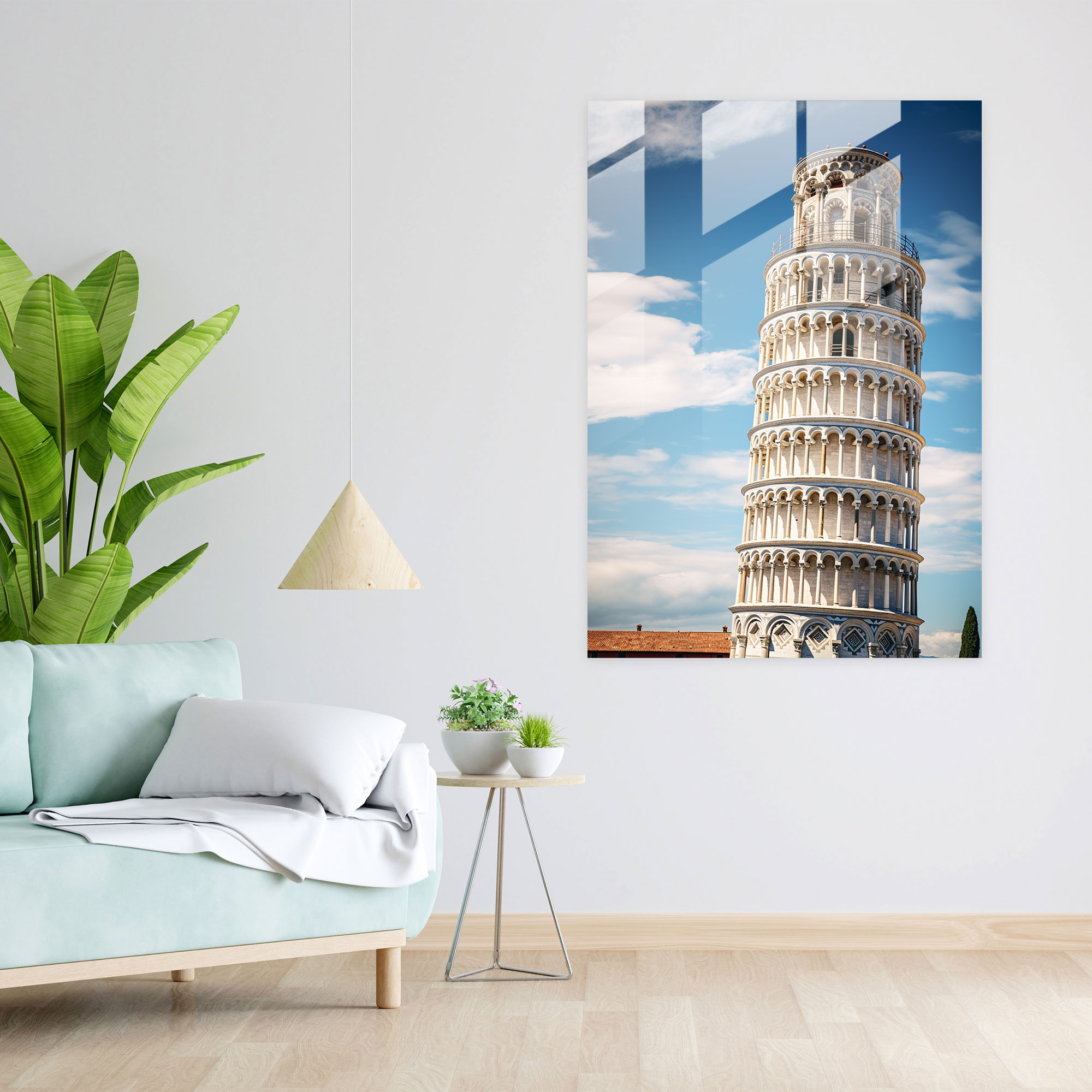 Leaning Tower Of Pisa Realistic Glass Print - Leaning Tower Of Pisa, Modern Art, Glass Art, Detailed Close-Up
