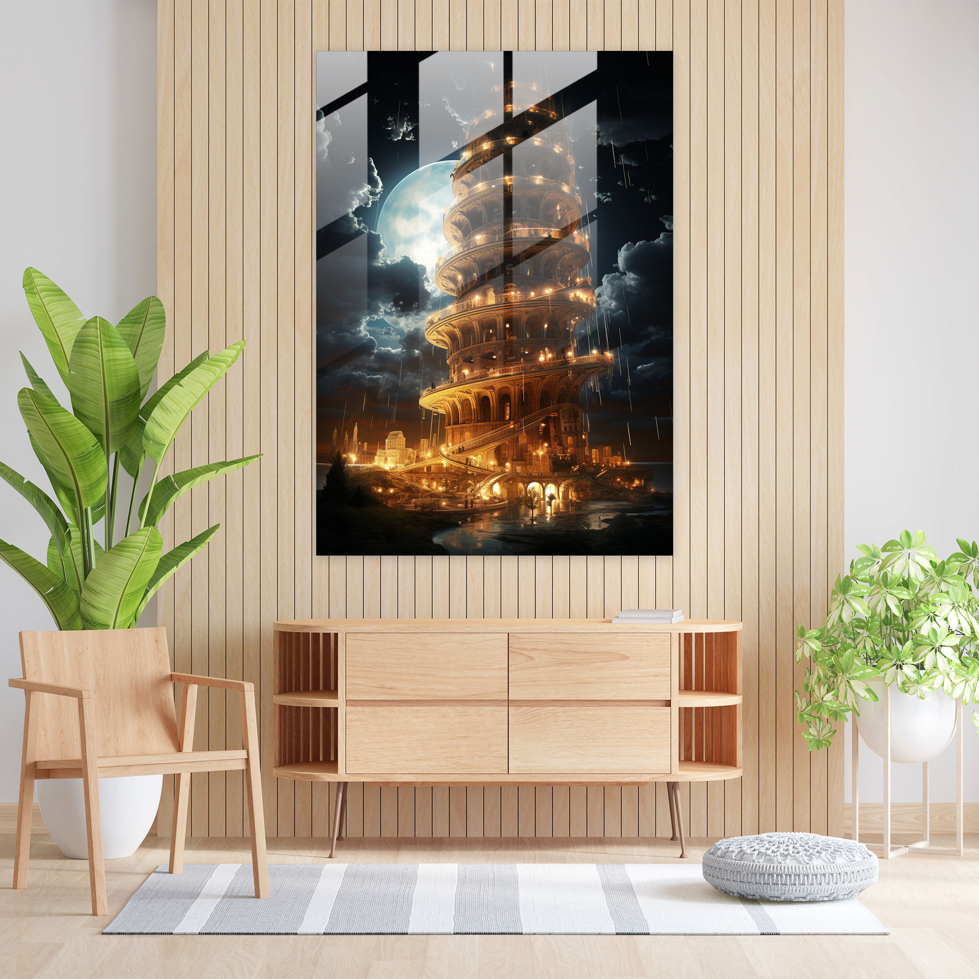 Leaning Tower Of Pisa Futuristic Glass Print - Leaning Tower Of Pisa, Modern Art, Glass Print, Glass Wall Art
