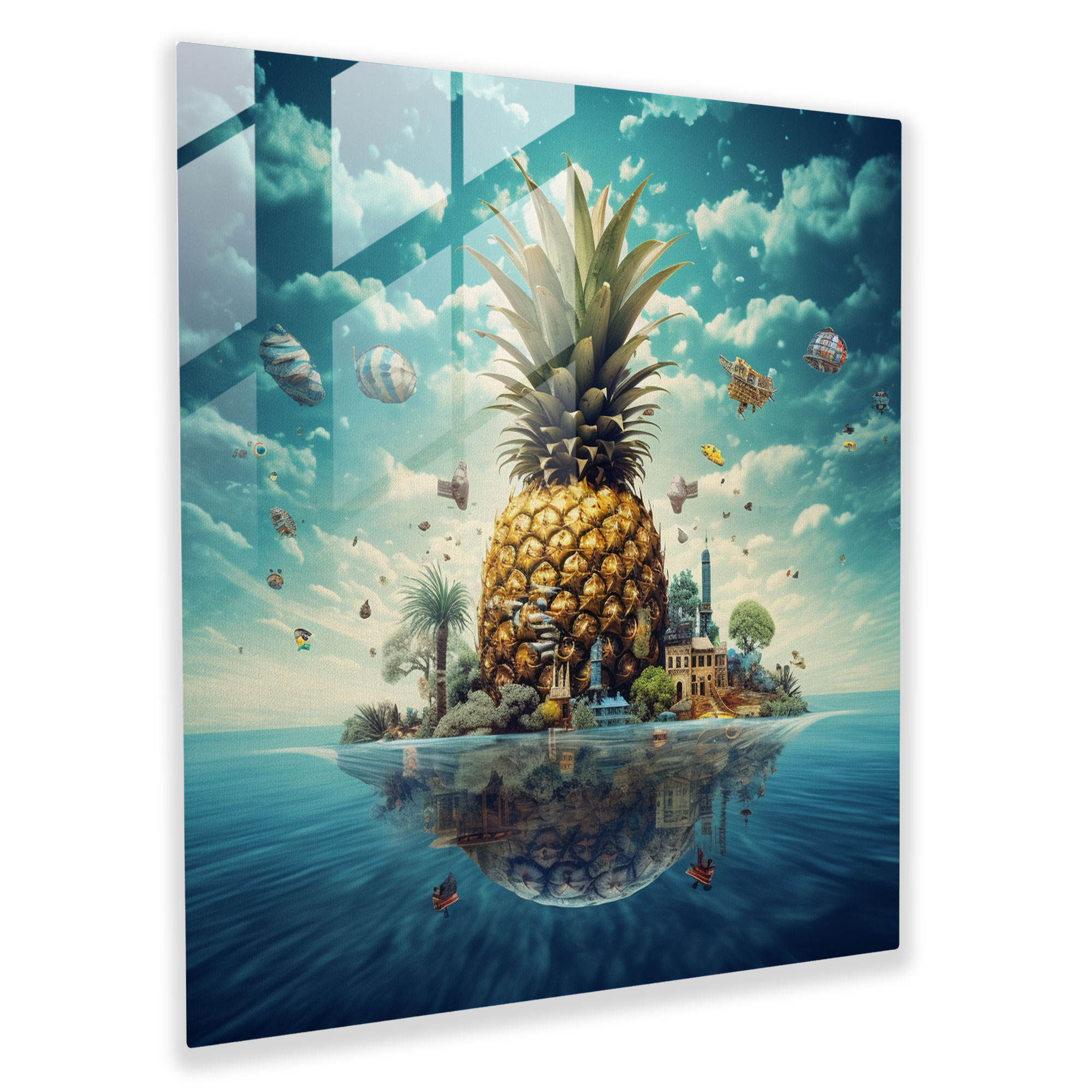 Dreamscape Pineapple Surreal Glass Print - Pineapple, Glass Wall Art, Wall Decoration, Glass Art