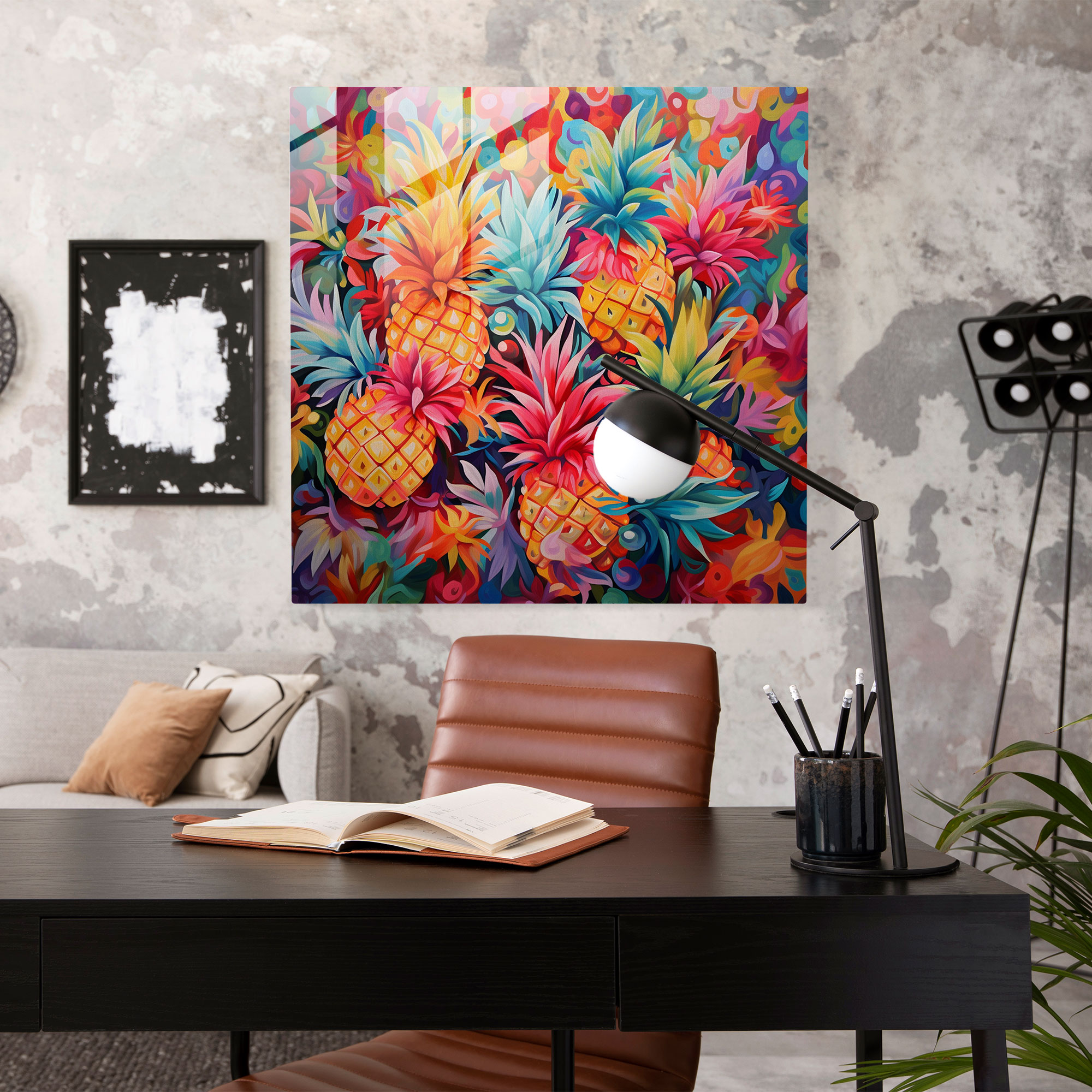 Tropical Paradise Pineapple Glass Print - Pineapple, Glass Art, Glass Wall Art, Pineapple