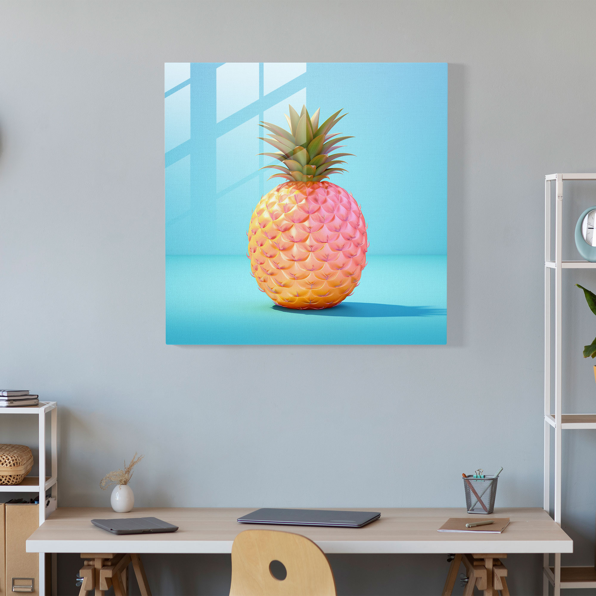 Glasbild Ananas Strandball Druck - Ananas modern Wanddekoration Glaskunst