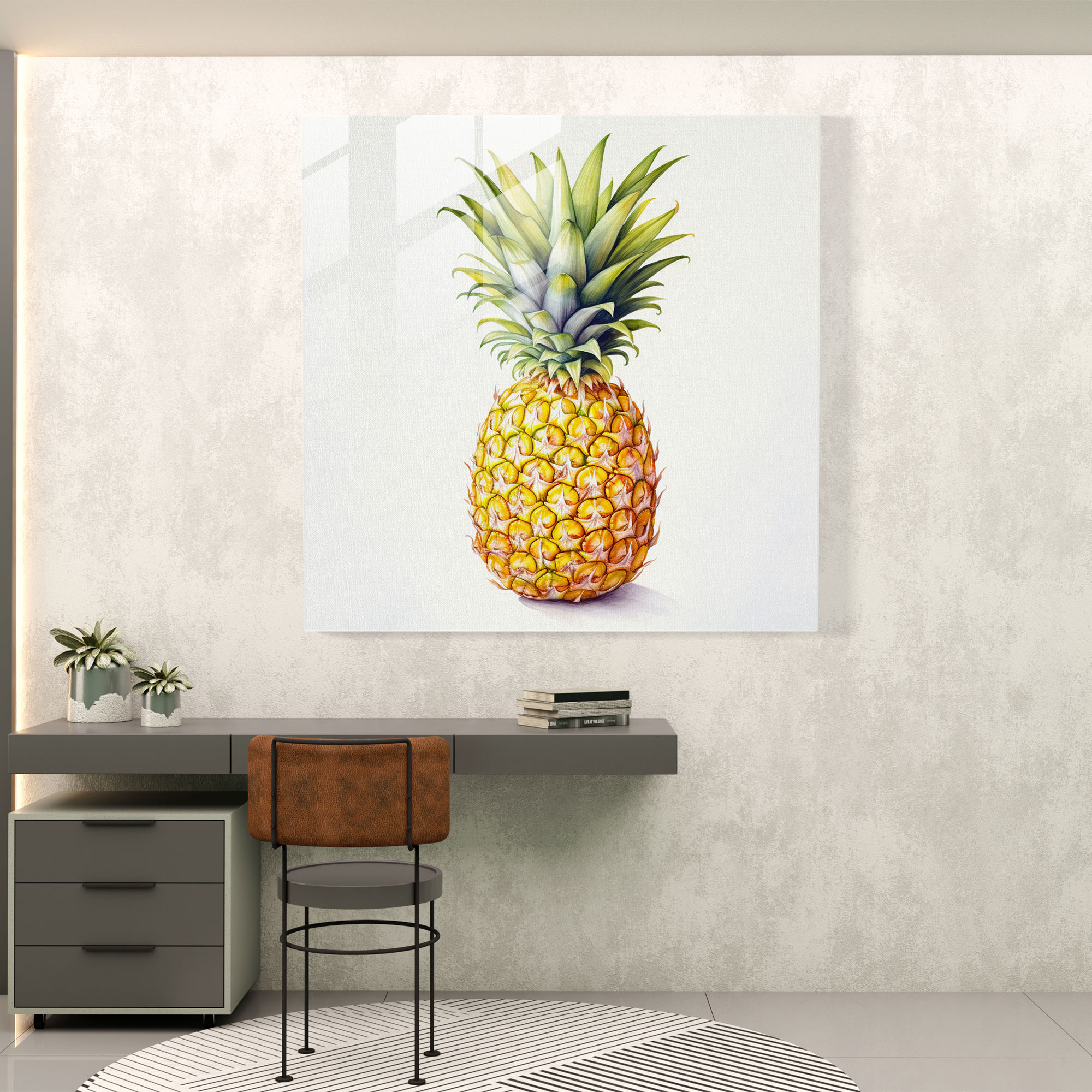 Juicy Slice Pineapple Glass Print - Pineapple, Glass Print, Realistic, Pineapple