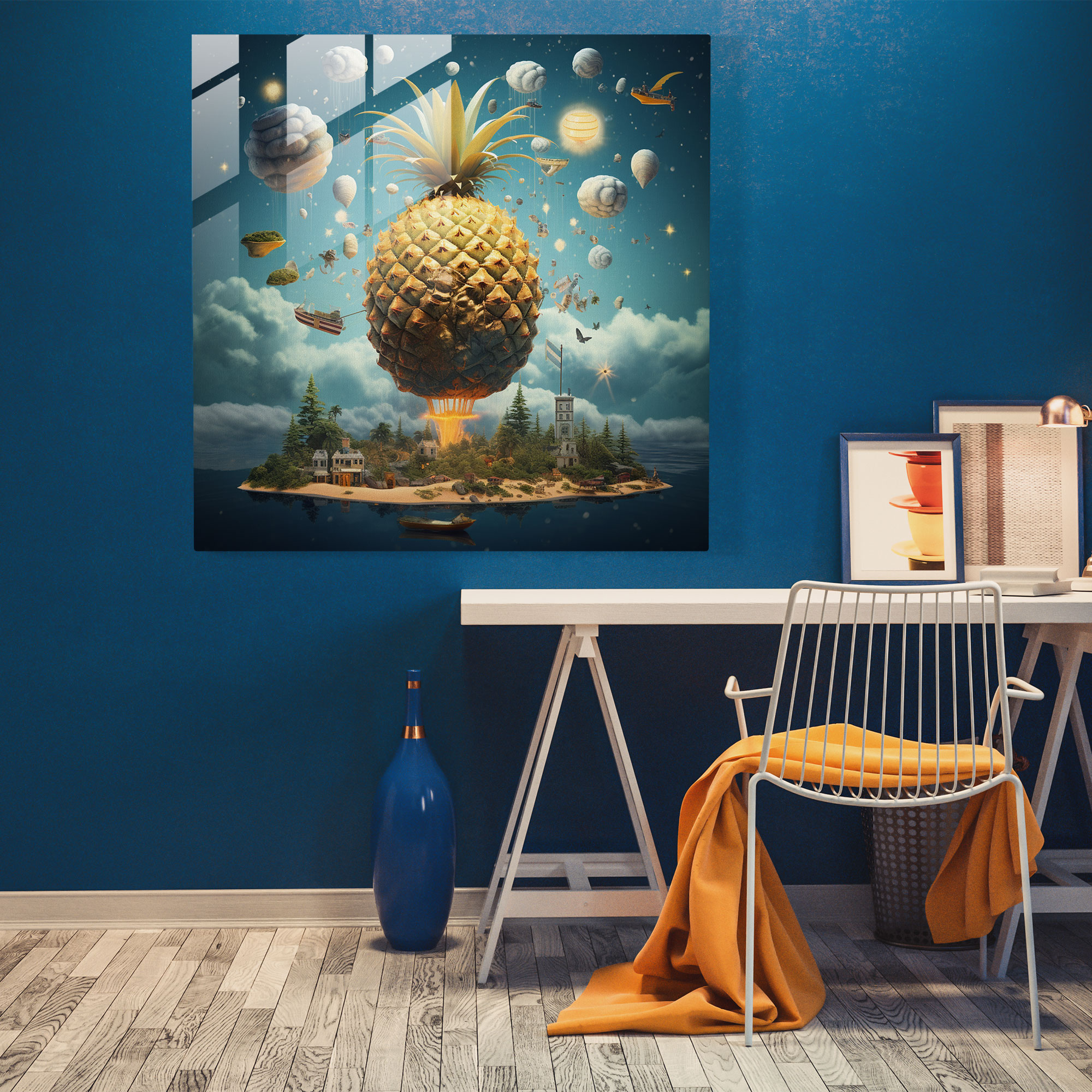 Dreamscape Pineapple Glass Print - Pineapple, Modern Art, Dreamlike, Pineapple