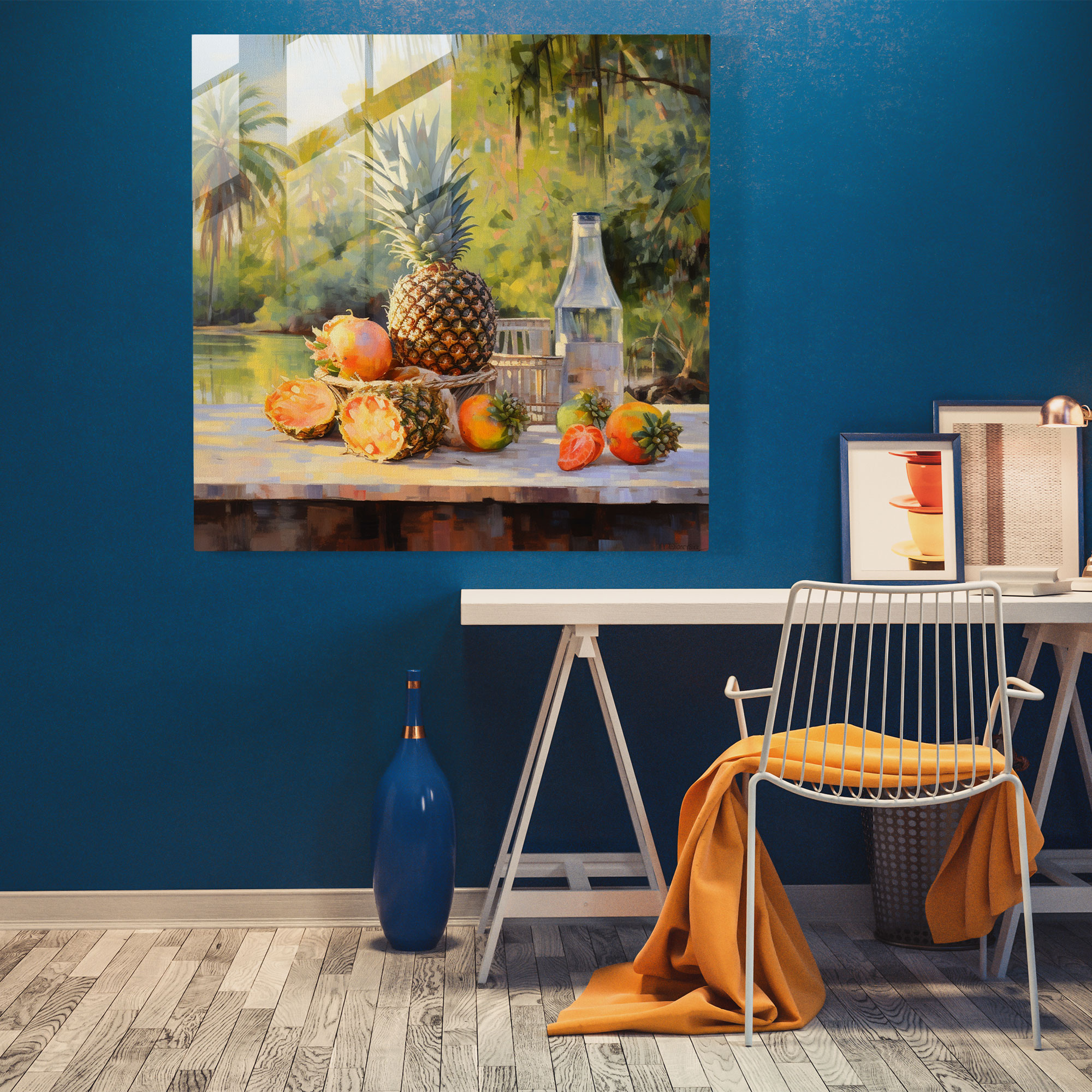 Picnic Time Pineapple Glass Print - Pineapple, Glass Print, Impressionist, Wall Decoration