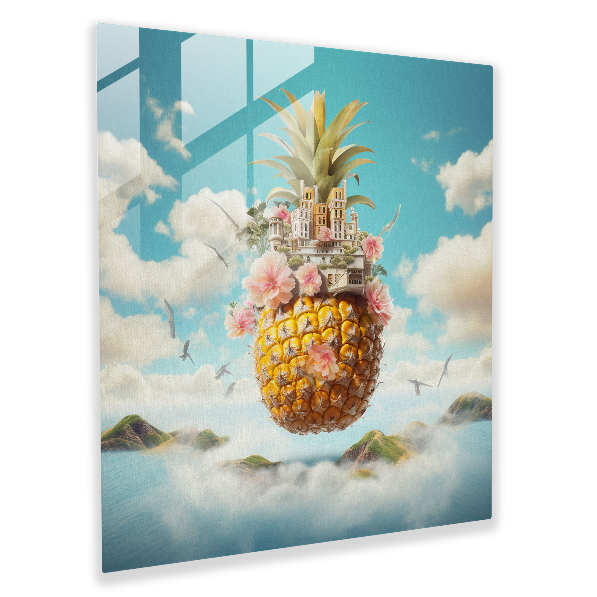 Dreamy Pineapple Glass Print - Pineapple, Surreal, Home Decoration, Pineapple