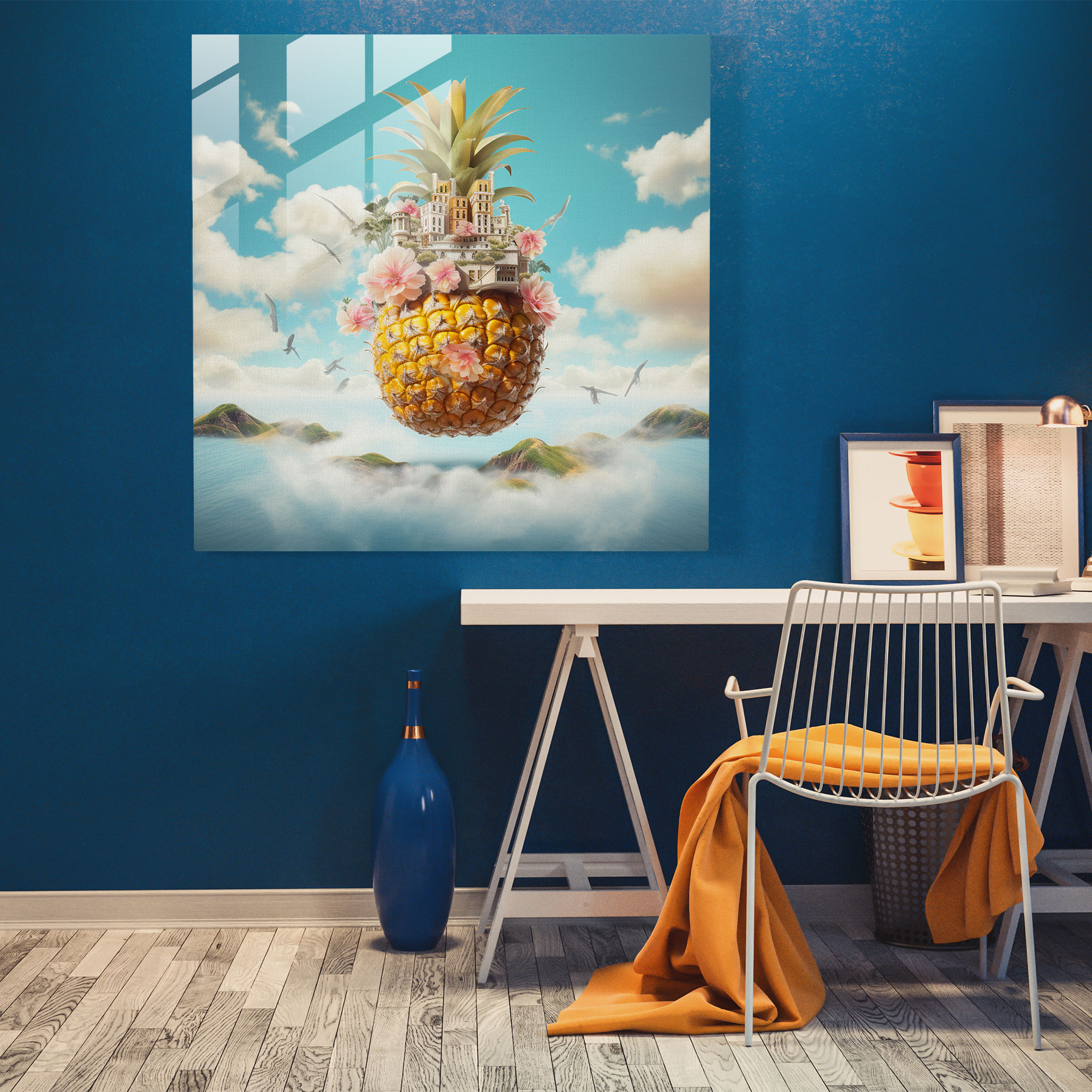 Dreamy Pineapple Glass Print - Pineapple, Surreal, Home Decoration, Pineapple