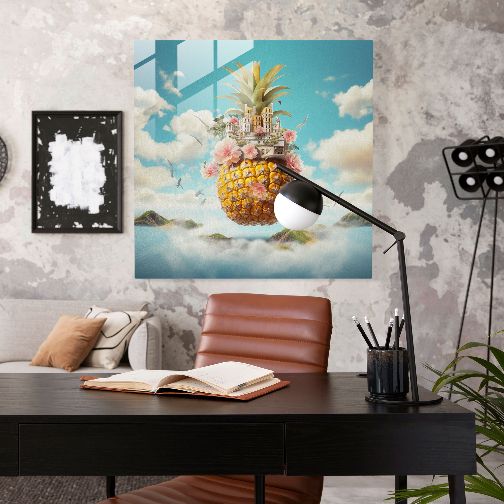 Dreamy Pineapple Glass Print - Pineapple, Surreal, Home Decoration, Pineapple