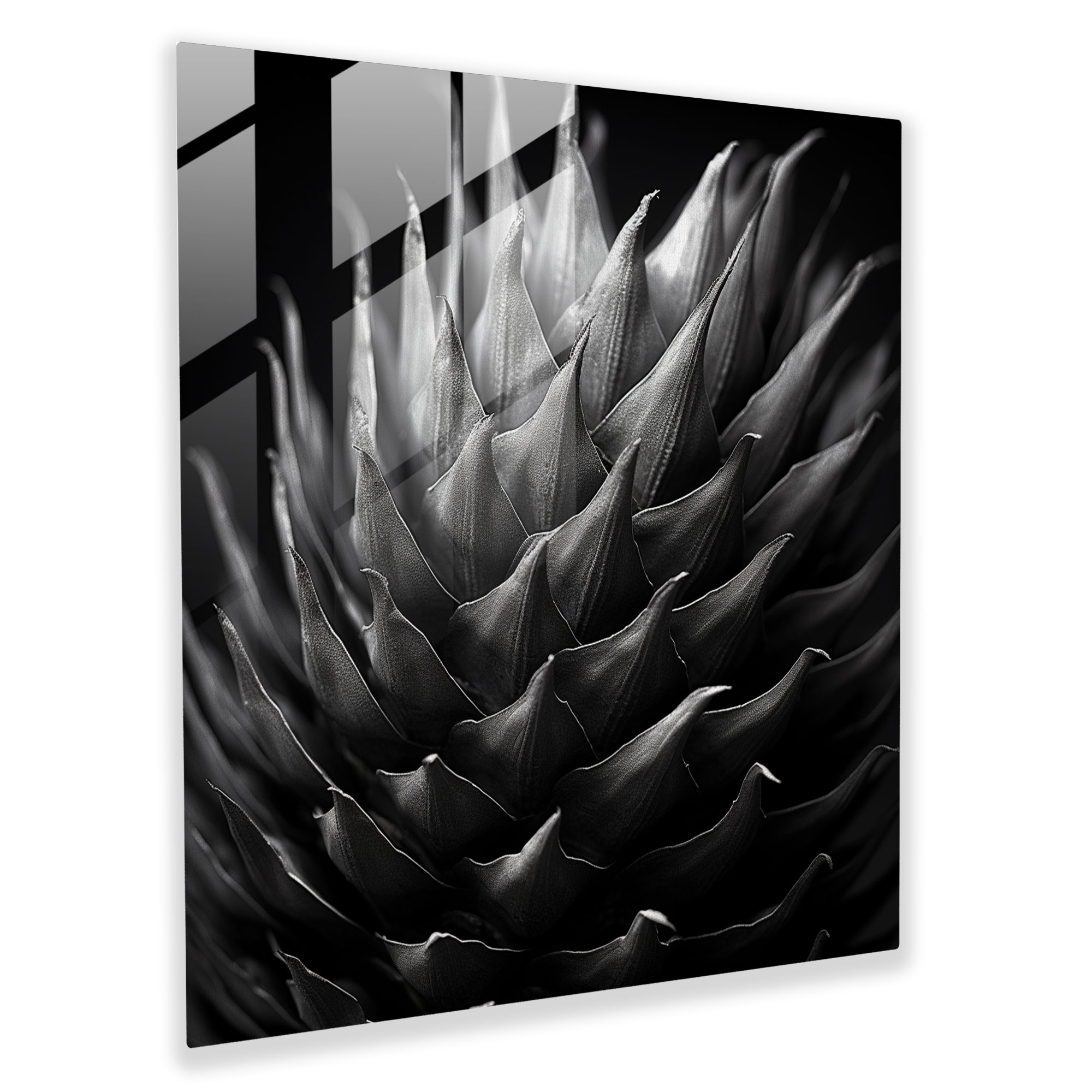 Minimalist Pineapple Texture Glass Print - Pineapple, Glass Print, Black And White Photography, Home Decoration