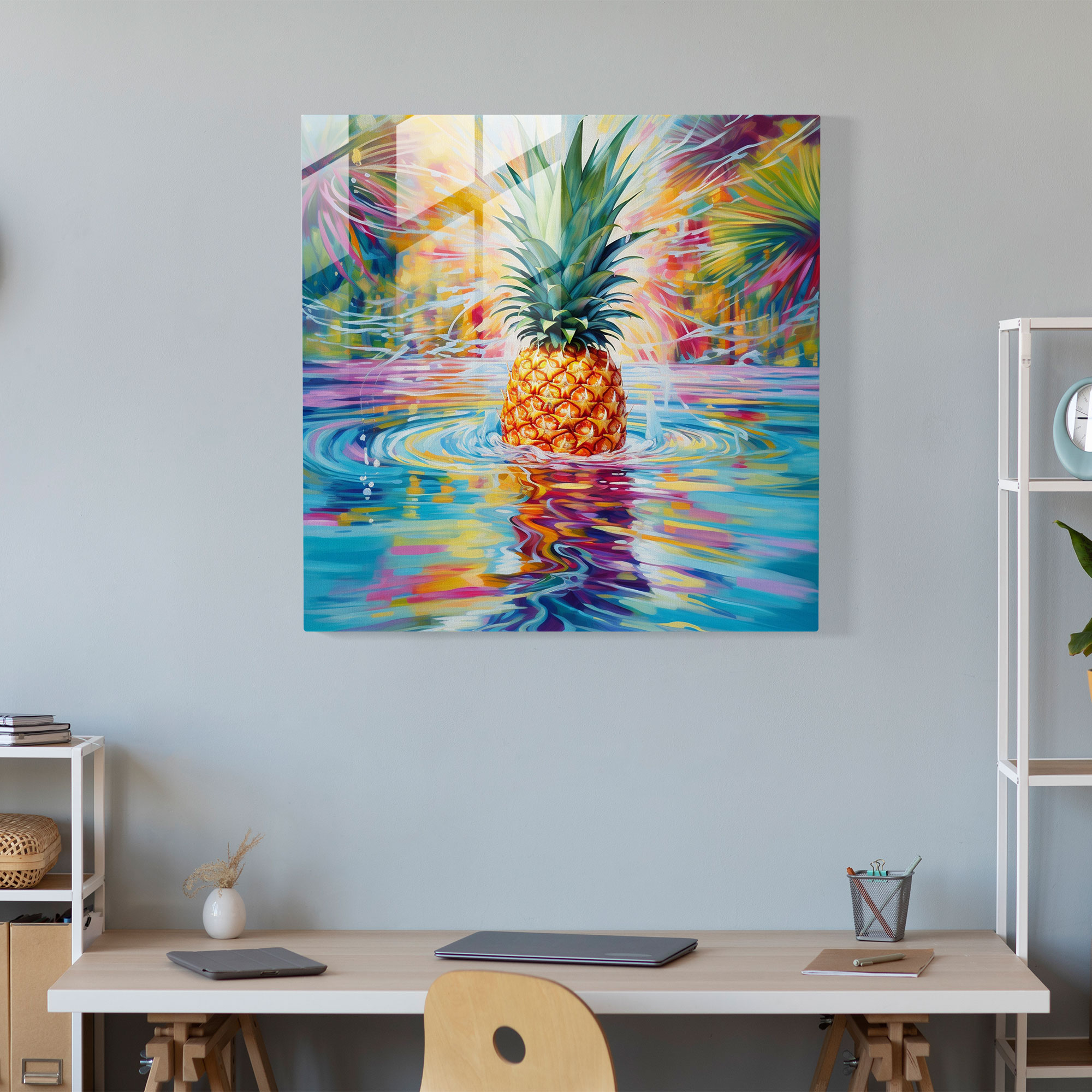 Ananas-Paradies Glasbild - Ananas Glasbild Wanddekoration