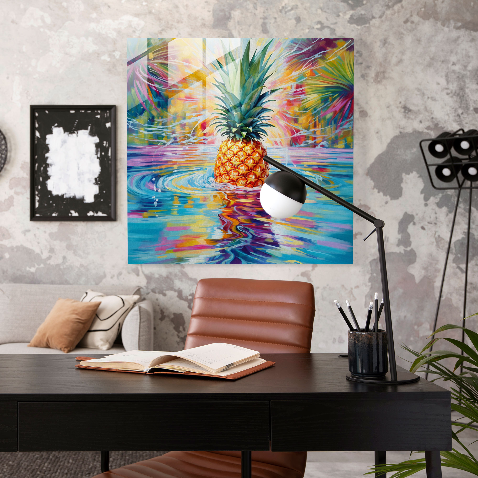 Ananas-Paradies Glasbild - Ananas Glasbild Wanddekoration