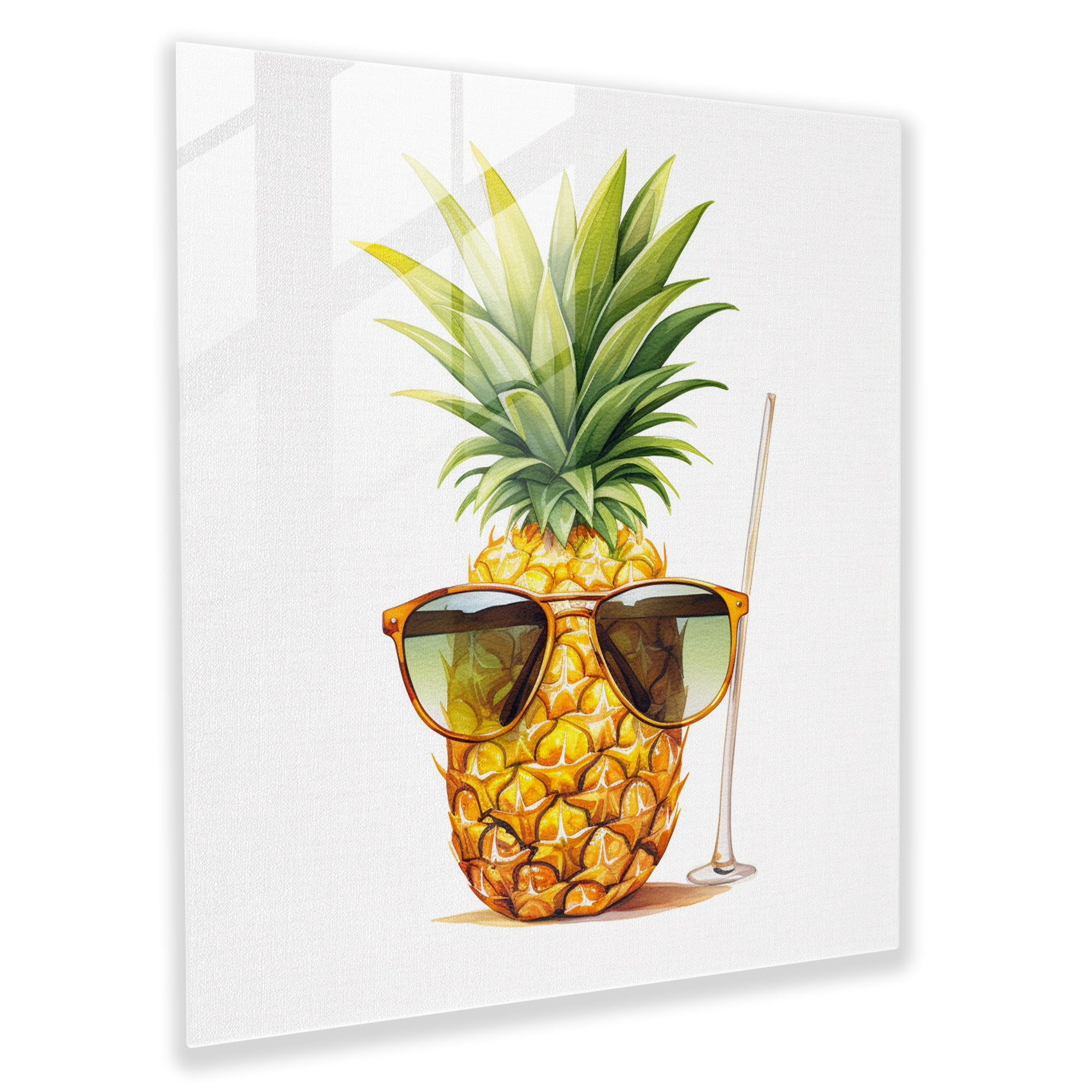 Sunny Pineapple Glass Print - Pineapple, Home Decoration, Summery, Glass Print