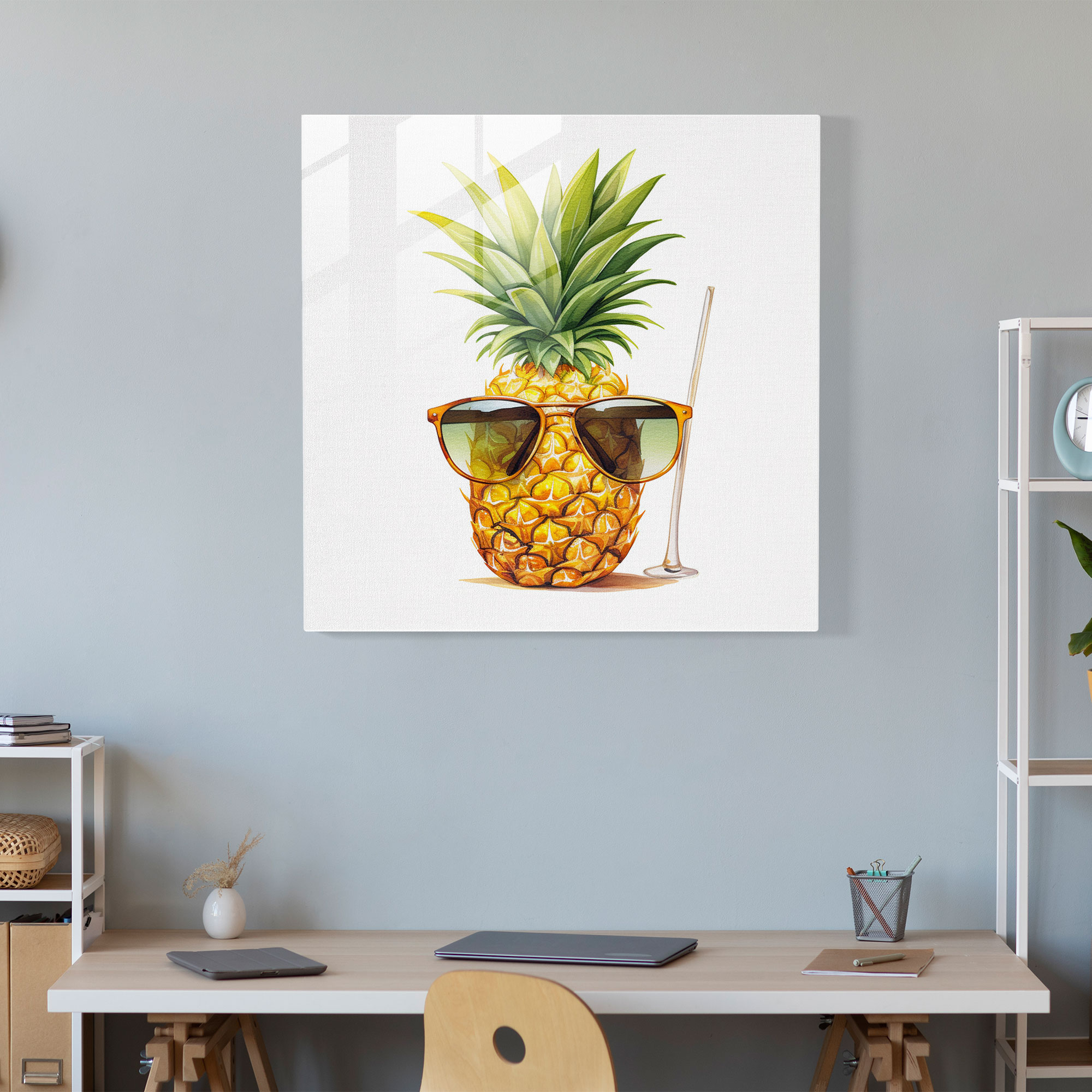 Sunny Pineapple Glass Print - Pineapple, Home Decoration, Summery, Glass Print