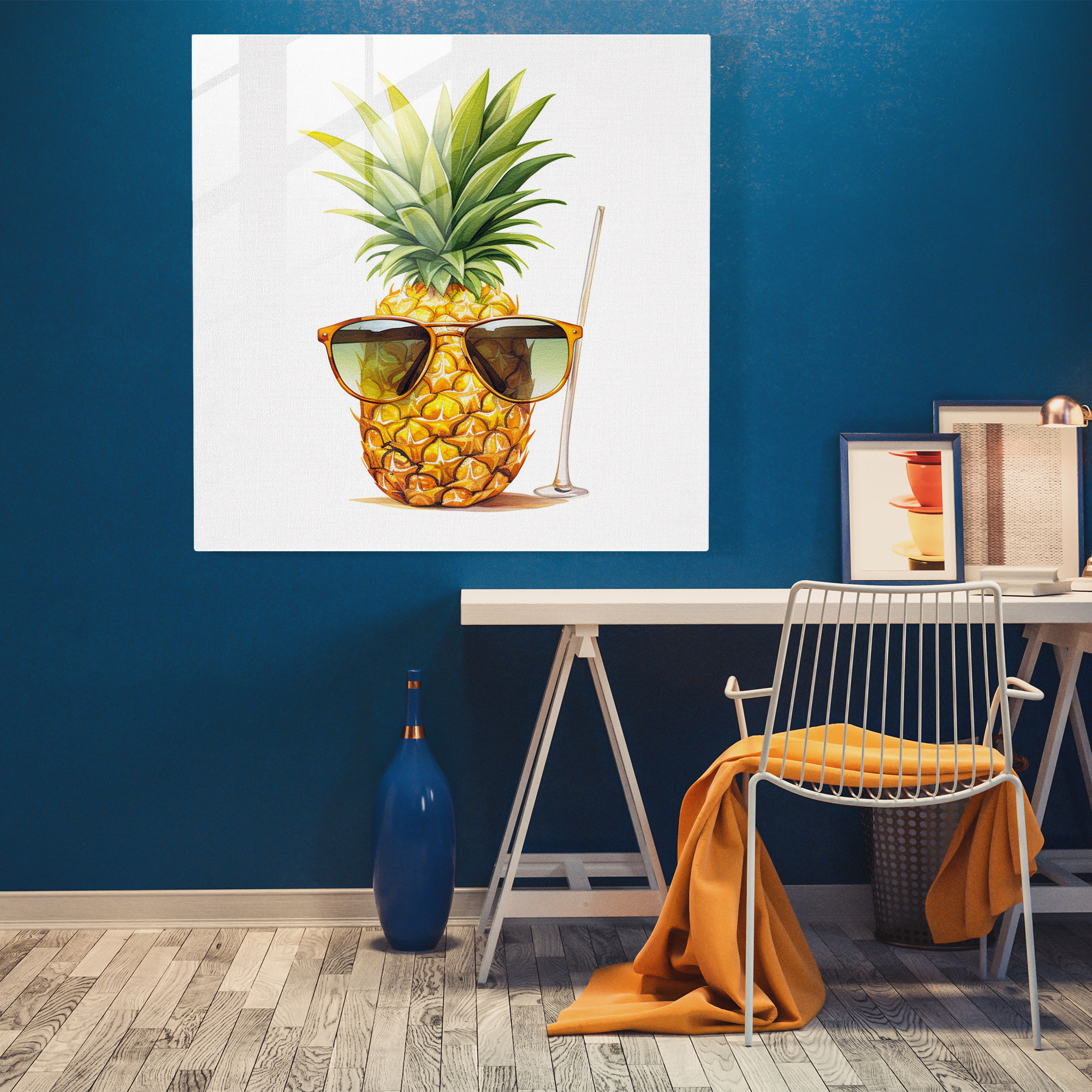 Sunny Pineapple Glass Print - Pineapple, Home Decoration, Summery, Glass Print