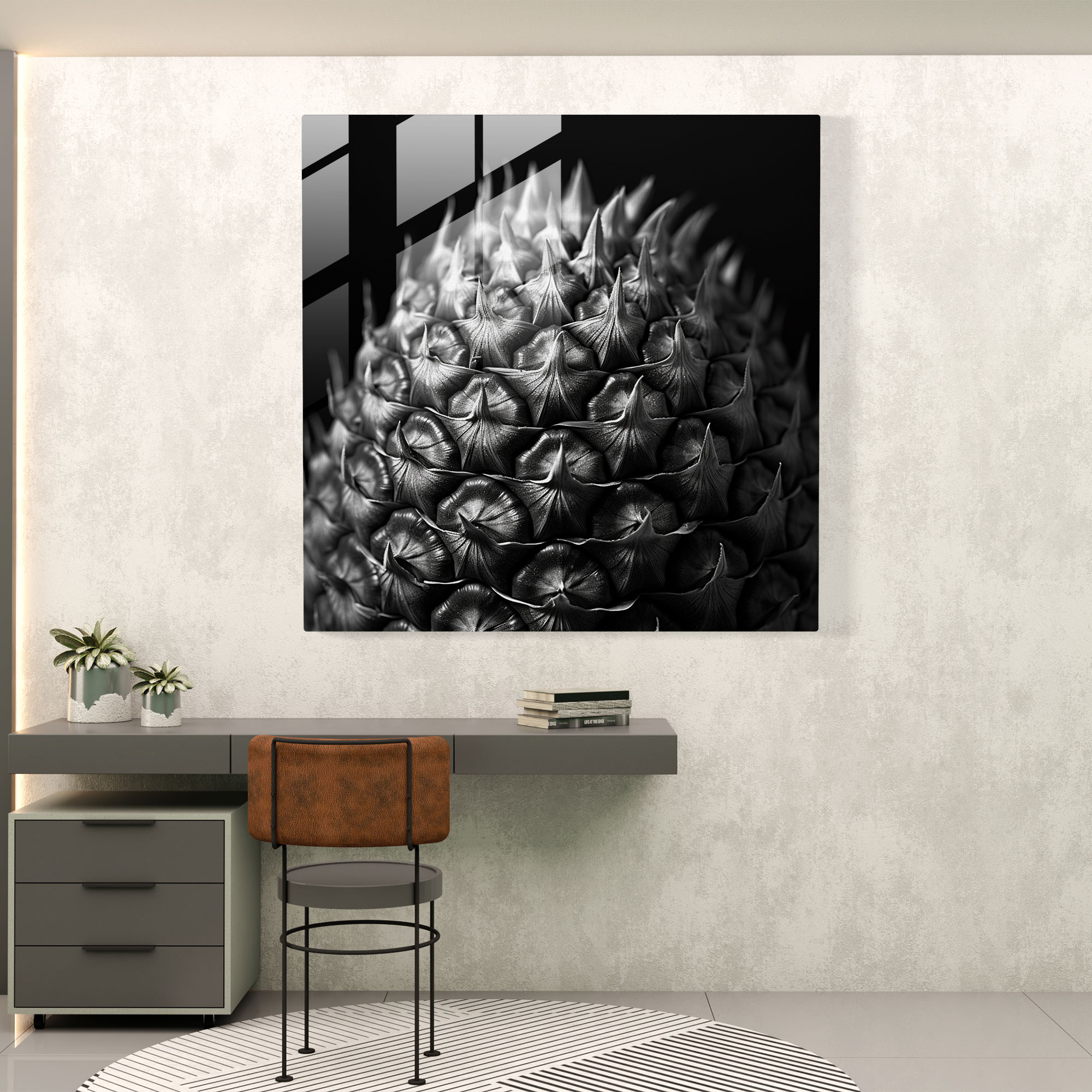 Pineapple Essence Glasbild - Ananas Wanddekoration Struktur