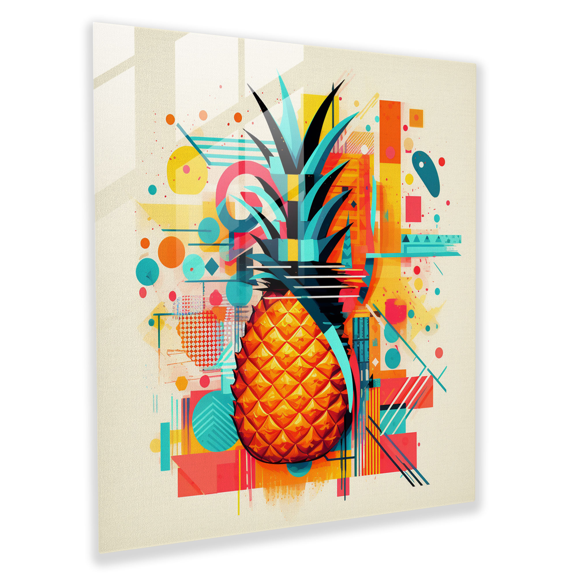 Geometric Pineapple Glass Print - Pineapple, Contemporary, Patterns, Wall Decoration