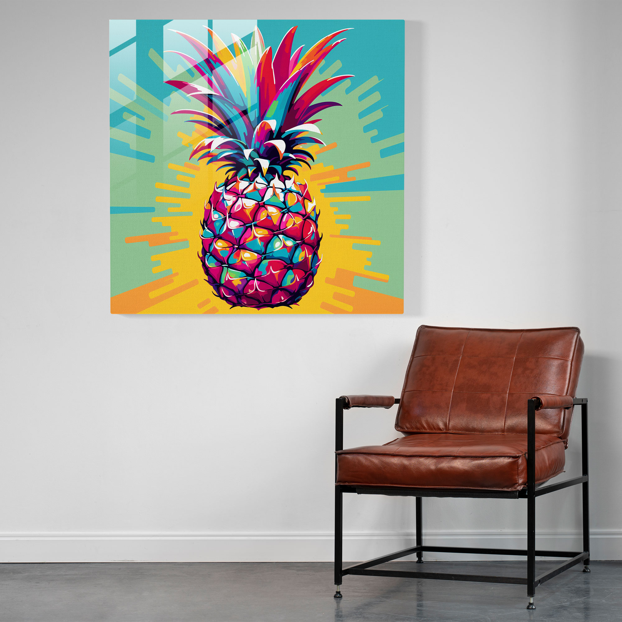 Pineapple Explosion Glasbild - Ananas Glasbild Wanddekoration