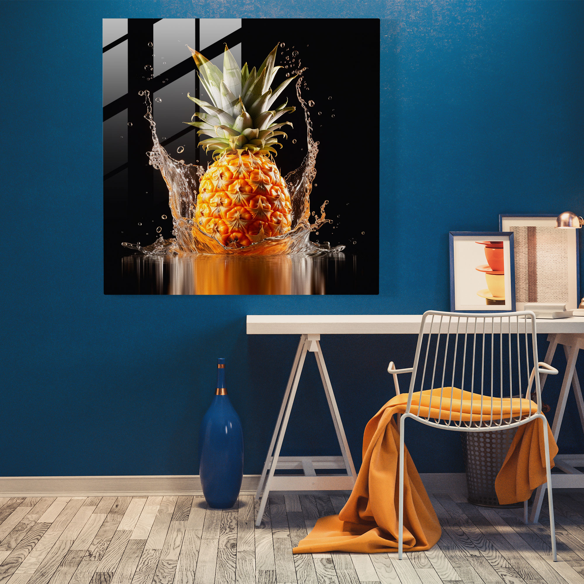 Juicy Pineapple Slice Glass Print - Pineapple, Glass Print, Pineapple, Home Decoration