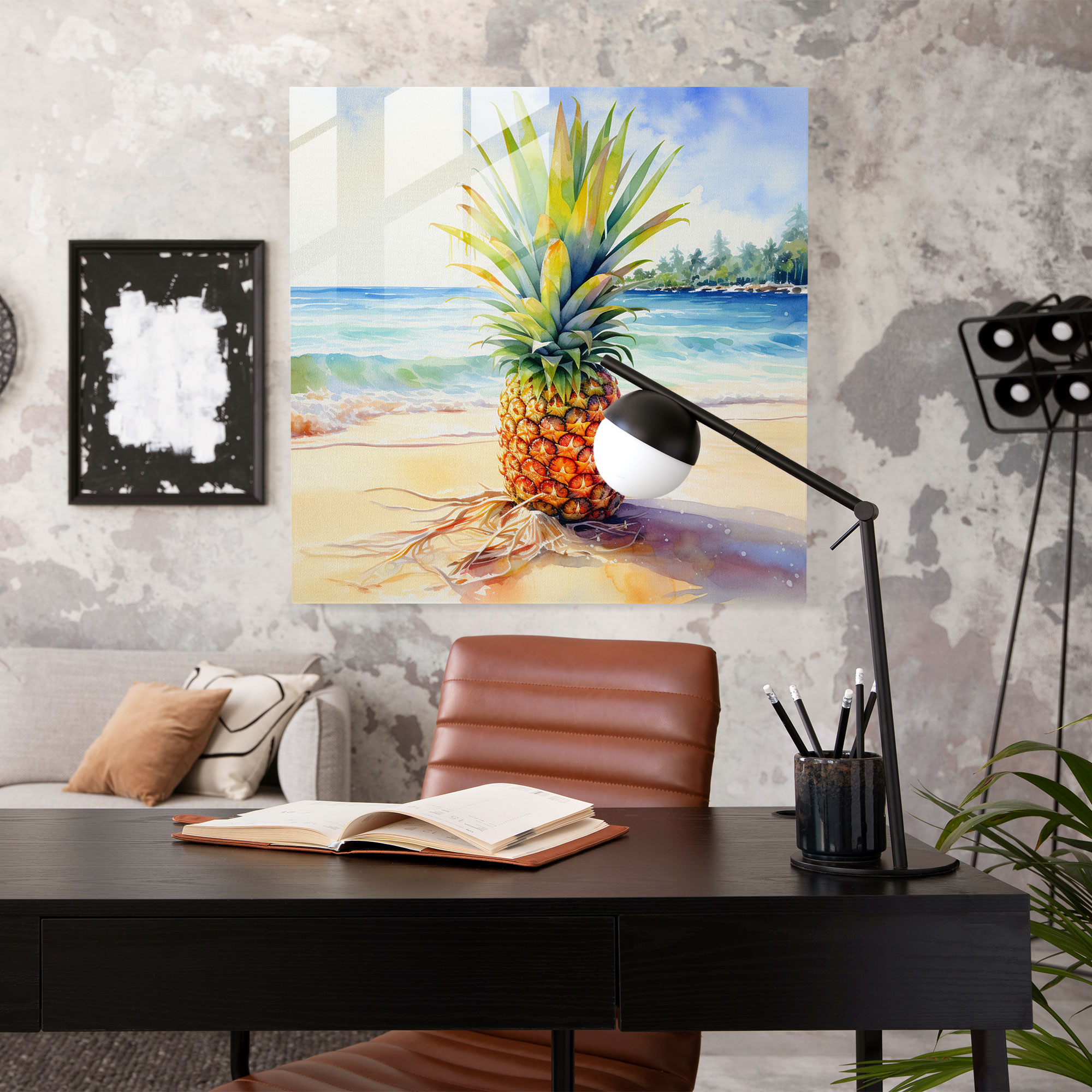 Ananas-Paradies Glasbild - Ananas Tropisch Wanddekoration Moderne Kunst