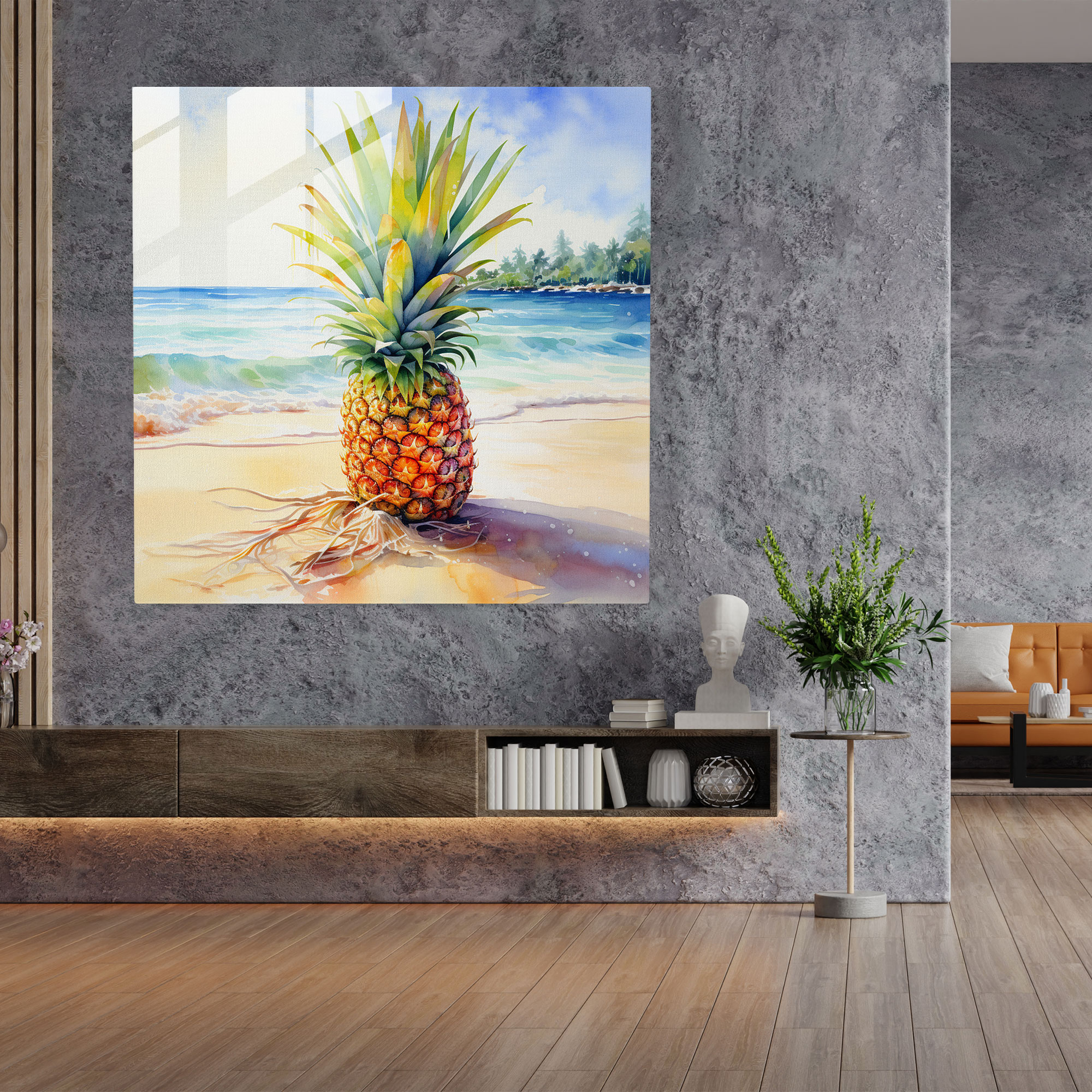 Ananas-Paradies Glasbild - Ananas Tropisch Wanddekoration Moderne Kunst