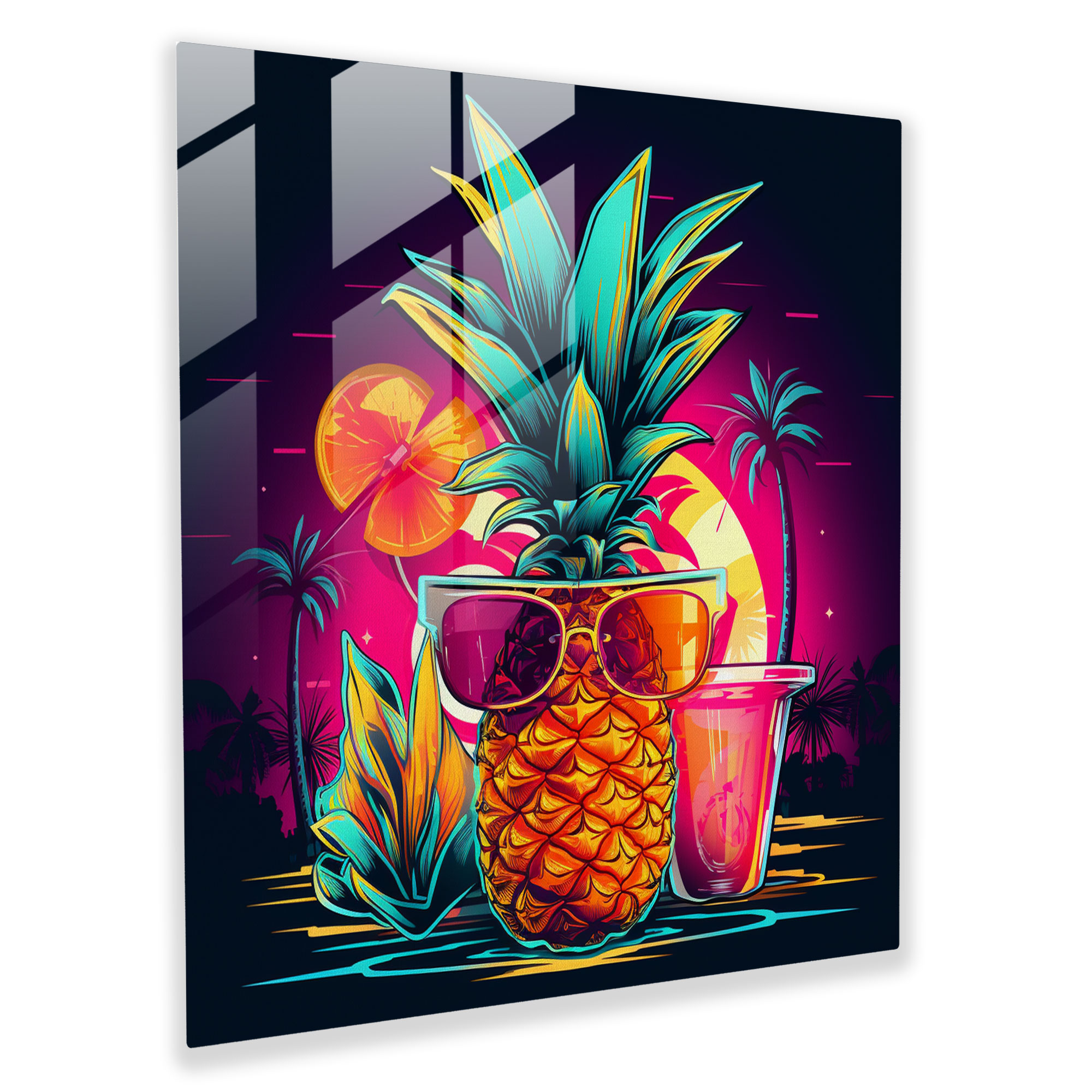 Pineapple Party Glass Print - Pineapple, Modern Art, Glass Wall Art, Wall Decoration