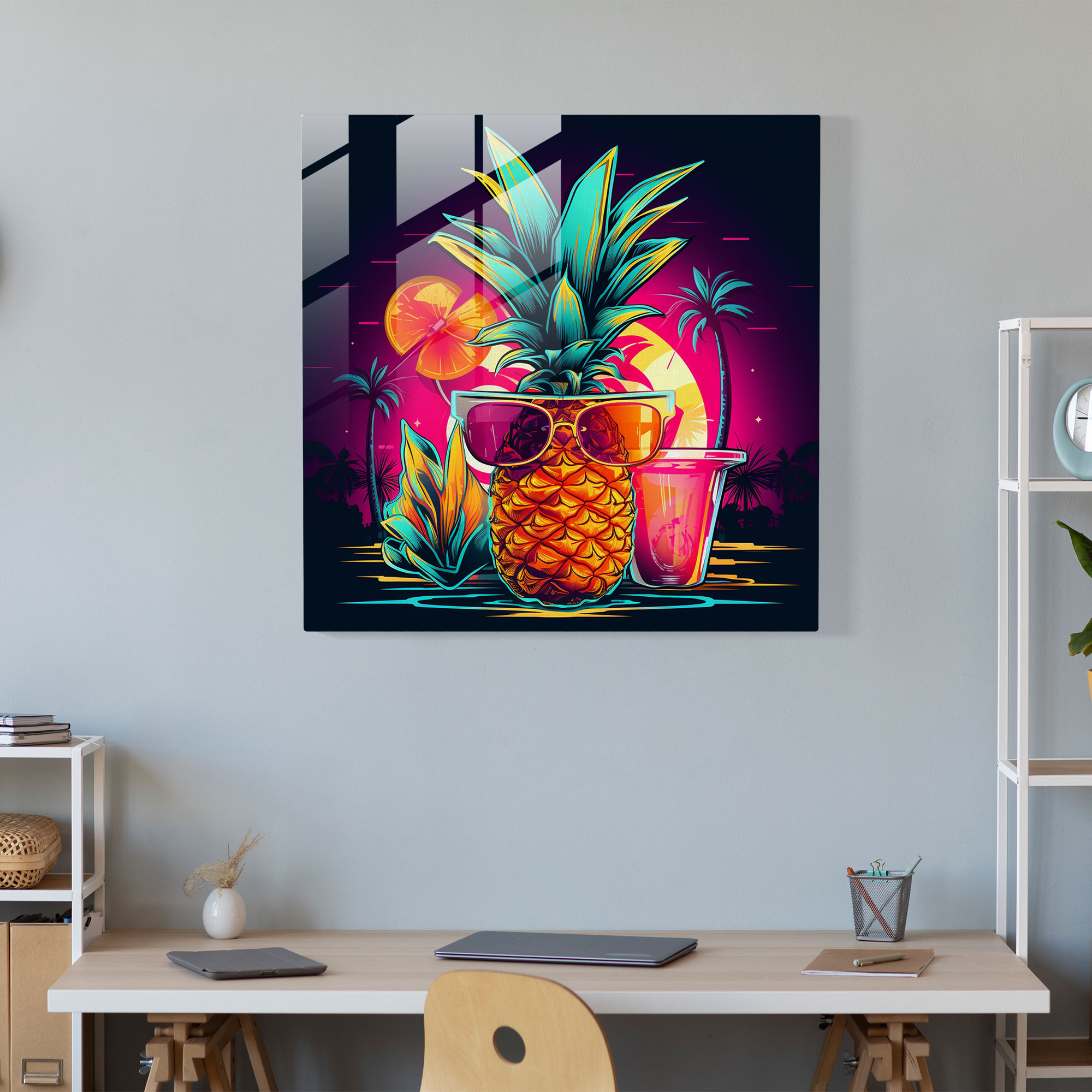Pineapple Party Glass Print - Pineapple, Modern Art, Glass Wall Art, Wall Decoration