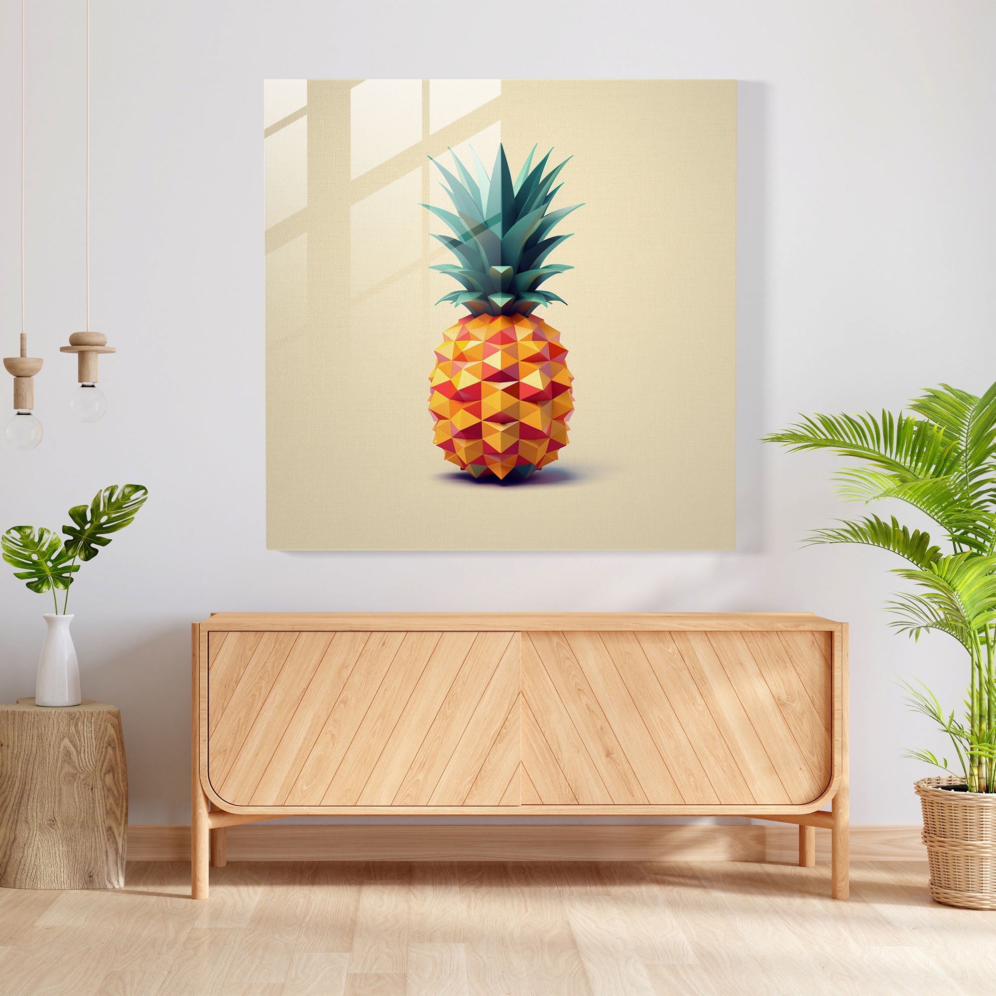 Pineapple Geometry Glass Print - Pineapple, Glass Print, Geometry, Home Decoration